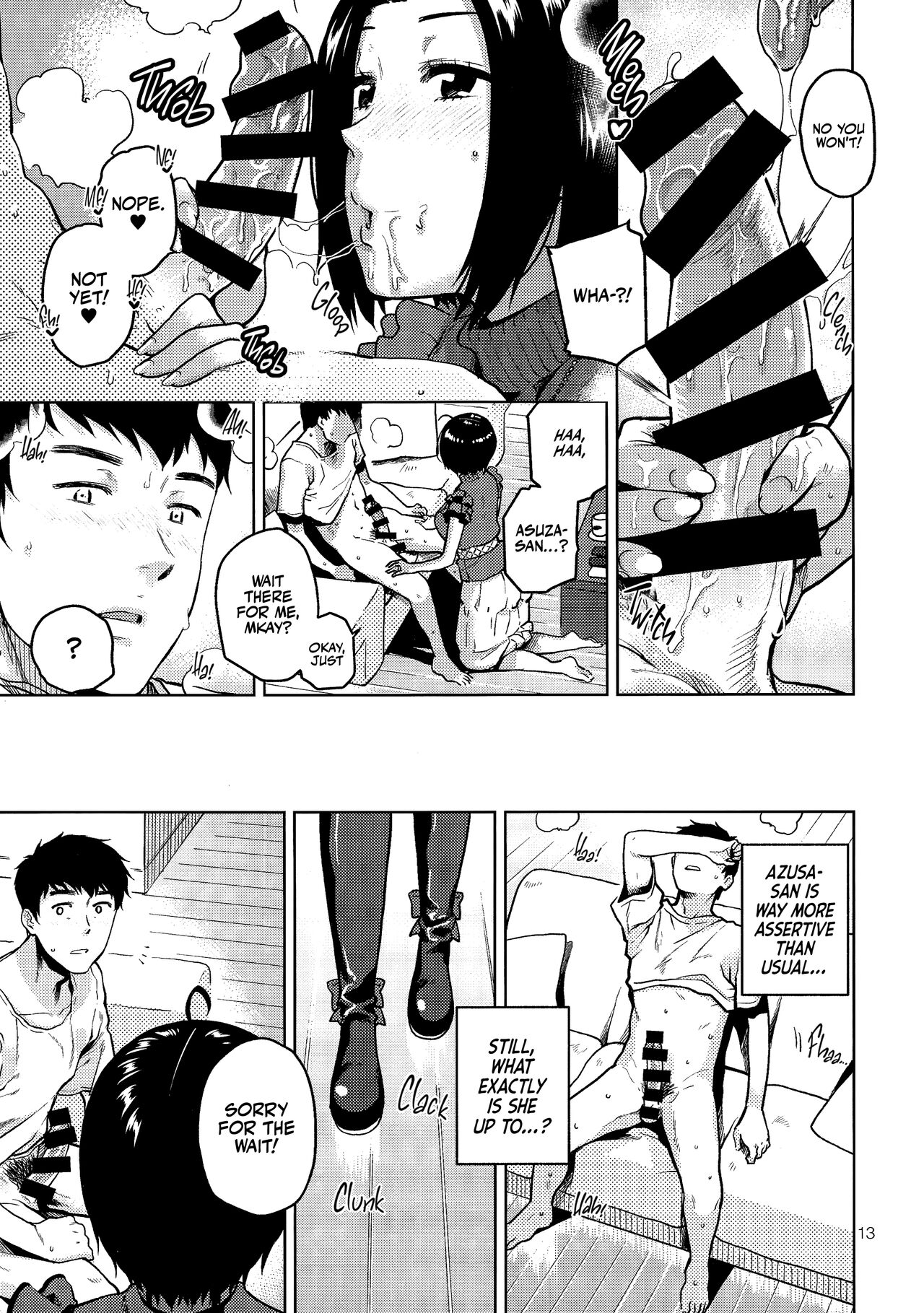 (C96) [Aimasutei (Fumitsuki Yuu)] Azusa-san ga Te to Kuchi dake de Shite Kureru Hon (THE IDOLM@STER) [English] [korafu + head empty] image number 14