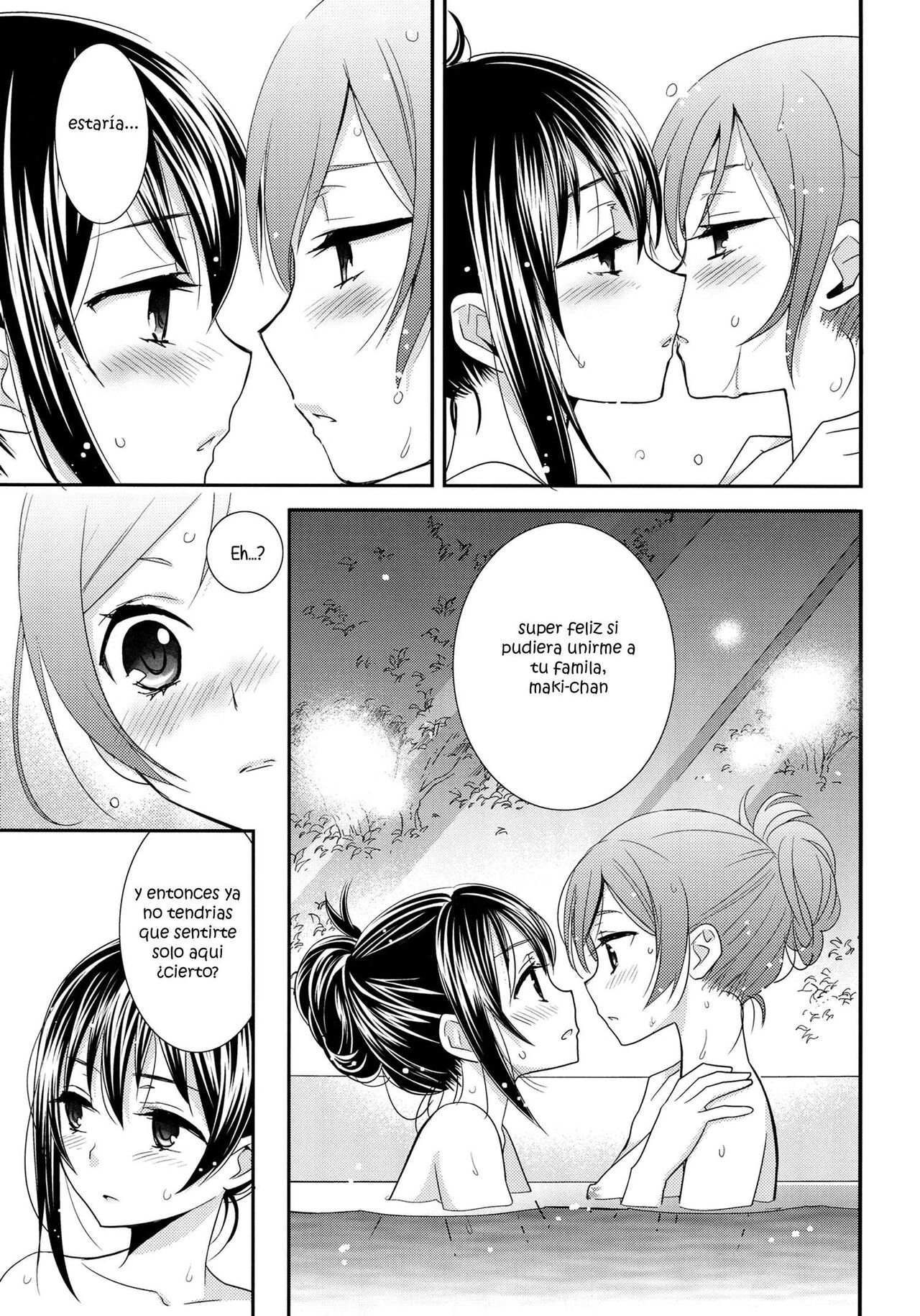 [Sweet Pea, COCOA BREAK (Ooshima Tomo, Ooshima Towa)] Hoo o Tsutau Namida ga Yozora no Hoshi ni Kawaru Toki. (Love Live!) [Spanish] [Solo yuri traducido] image number 9