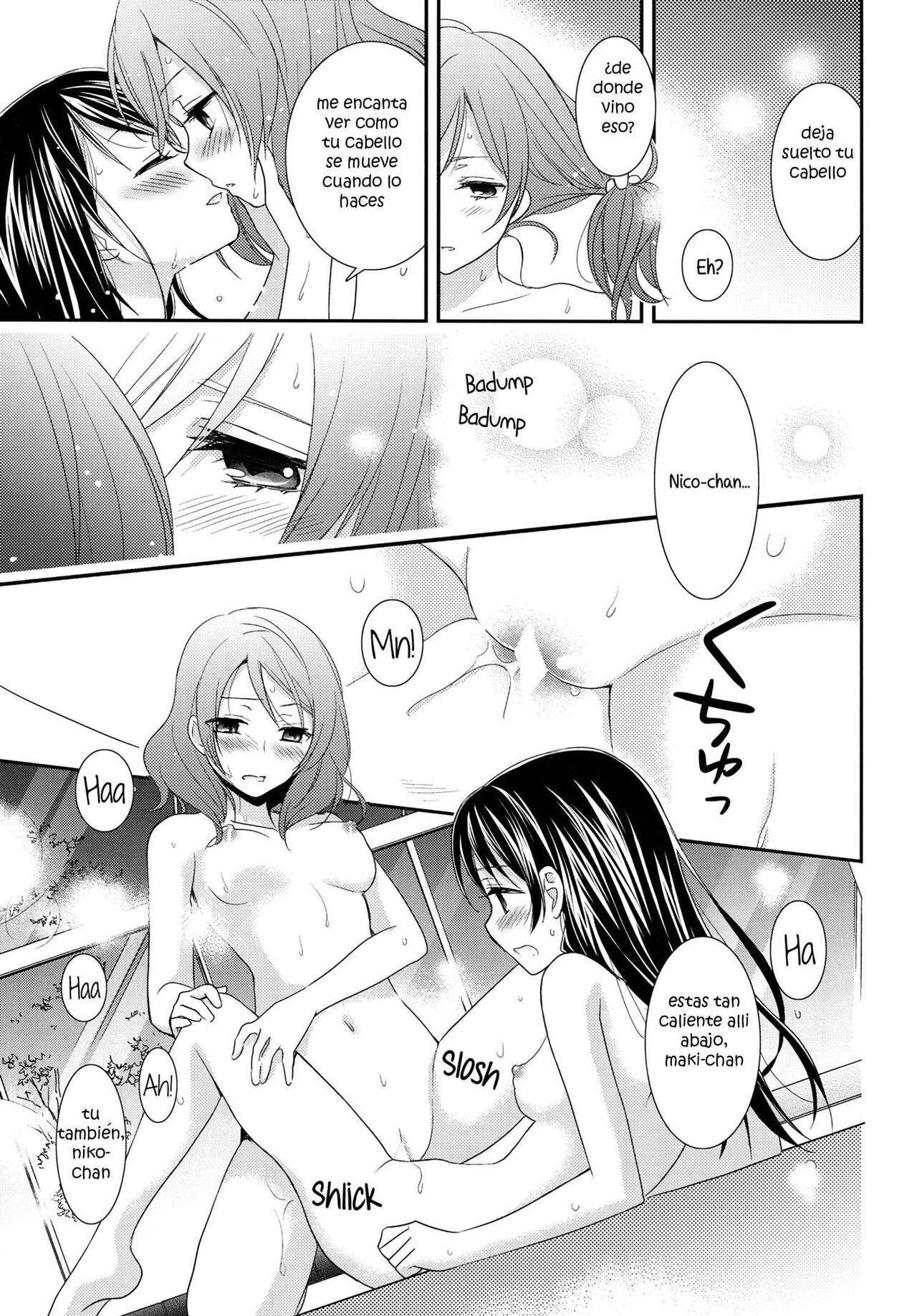 [Sweet Pea, COCOA BREAK (Ooshima Tomo, Ooshima Towa)] Hoo o Tsutau Namida ga Yozora no Hoshi ni Kawaru Toki. (Love Live!) [Spanish] [Solo yuri traducido] image number 19