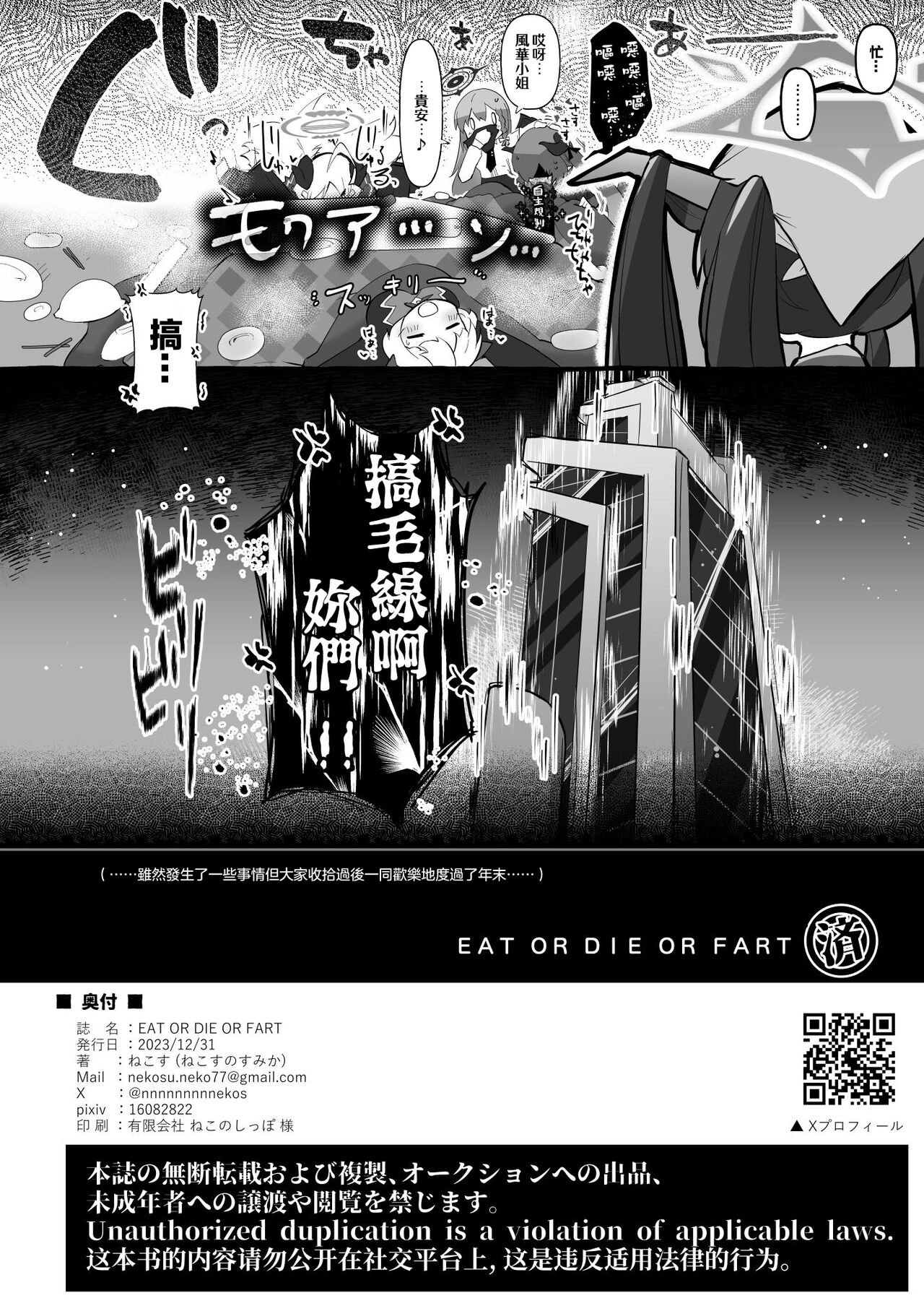 (C103) [Nekosu no Sumika (Nekosu)] EAT OR DIE OR FART (Blue Archive) [Chinese] [臭鼬娘漢化組] 画像番号 22