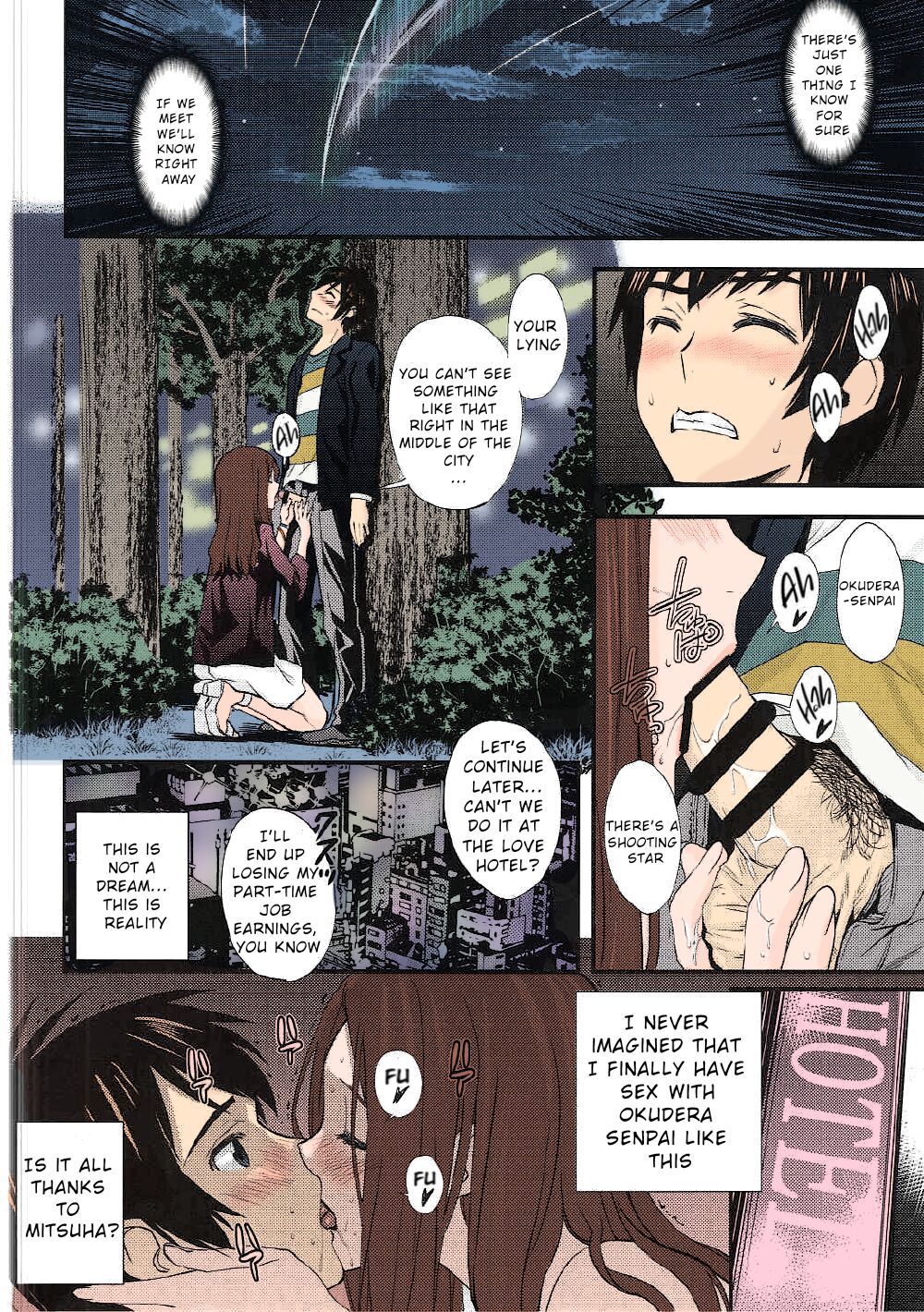 Kimi no Na wa. - & and & - Mitsuha Miyamziu & Teshigawara Katsuhiko (Coelacanth) (colored by mikakucoloring) image number 42