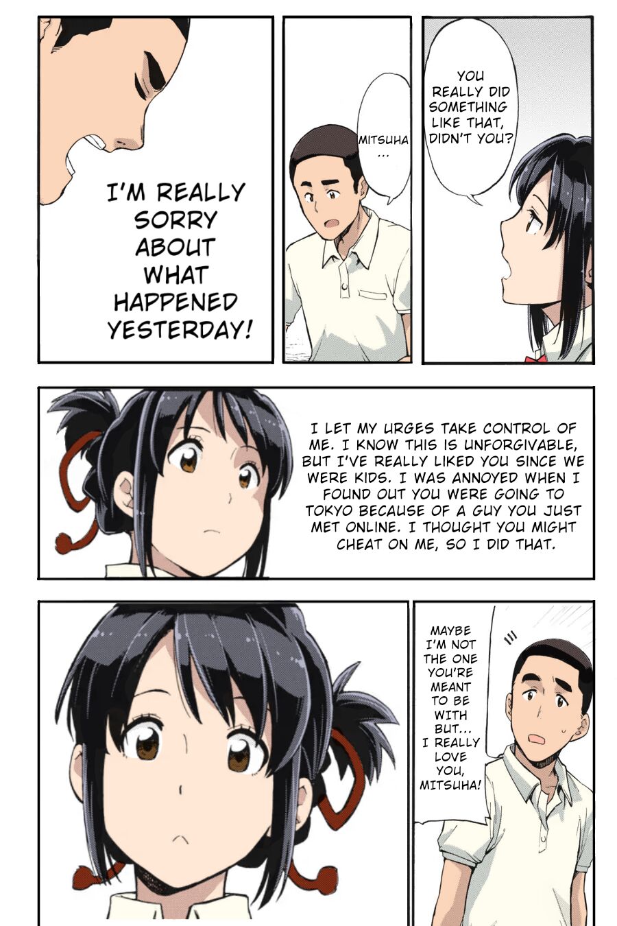 Kimi no Na wa. - & and & - Mitsuha Miyamziu & Teshigawara Katsuhiko (Coelacanth) (colored by mikakucoloring) image number 53