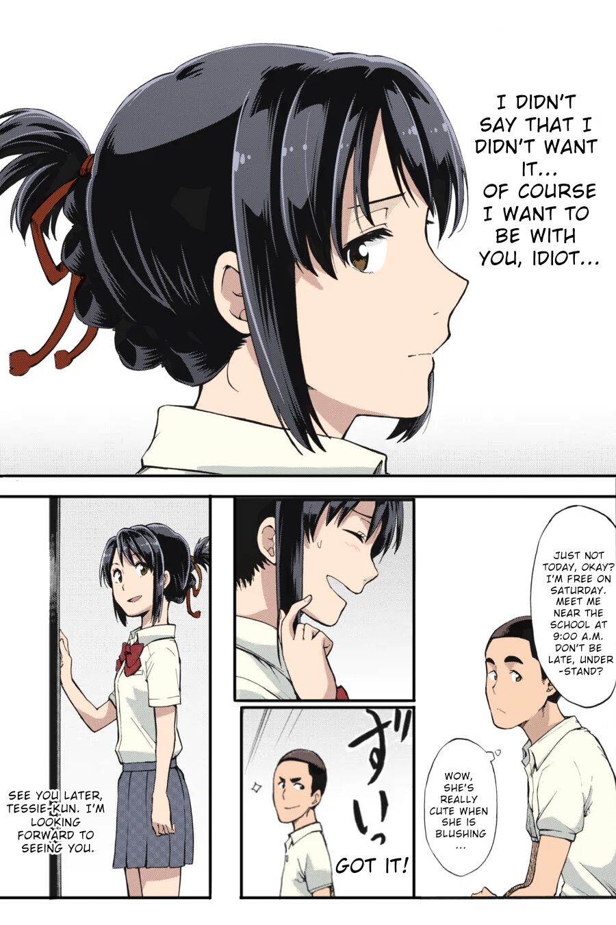 Kimi no Na wa. - & and & - Mitsuha Miyamziu & Teshigawara Katsuhiko (Coelacanth) (colored by mikakucoloring) image number 57