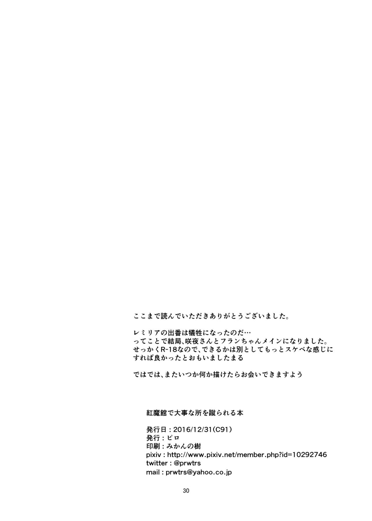 [pikuchi-ya (Piro)] Koumakan de Daiji na Tokoro o Kerareru Hon | 홍마관에서 소중한 곳을 차이는 책 (Touhou Project) [Korean]  [Digital] 图片编号 30