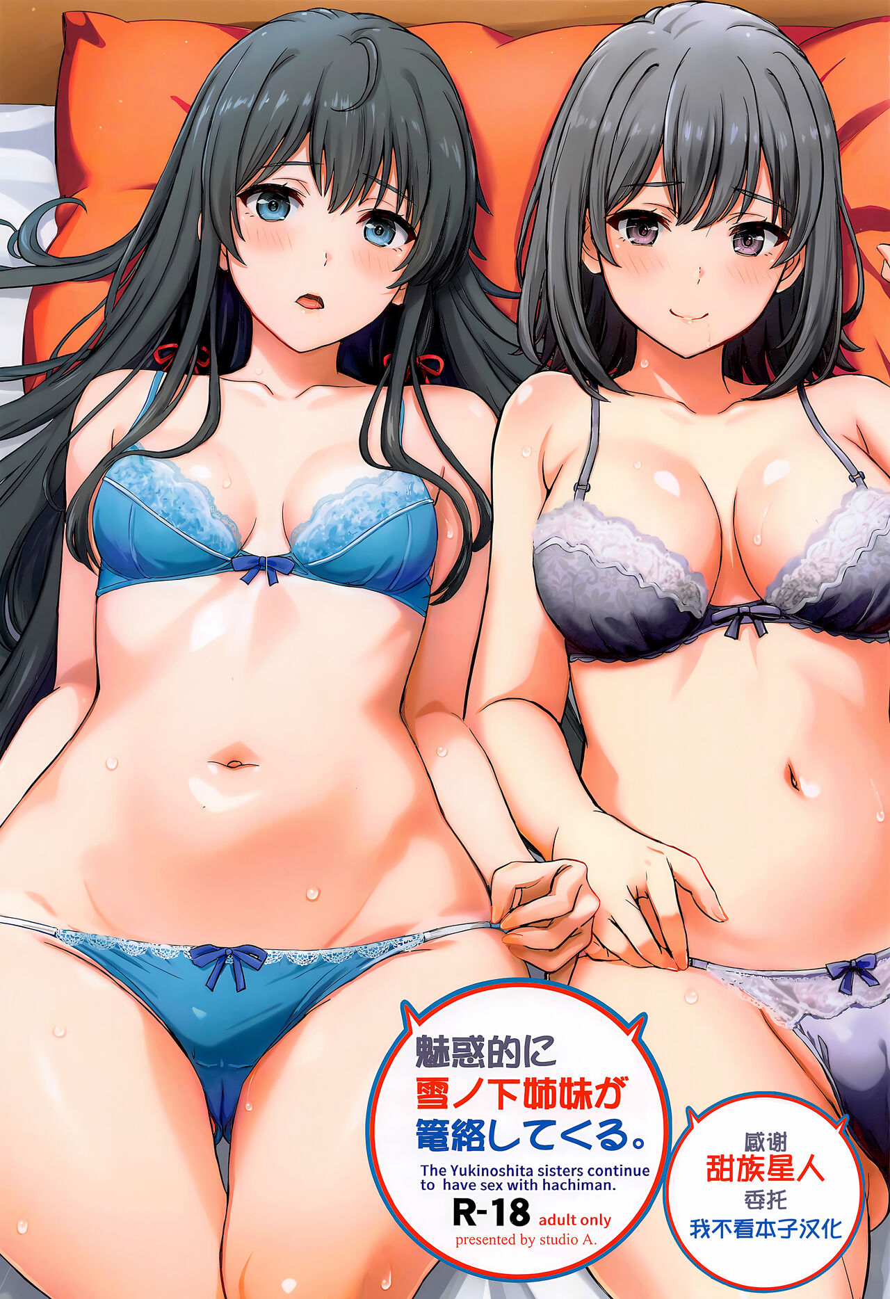 (C103) [studio A (Inanaki Shiki)] Miwakuteki ni Yukinoshita Shimai ga Rouraku Shite Kuru. - The Yukinoshita sisters continue to have sex with hachiman. (Yahari Ore no Seishun Love Come wa Machigatteiru.)[Chinese] [甜族星人x我不看本子汉化] Bildnummer 1