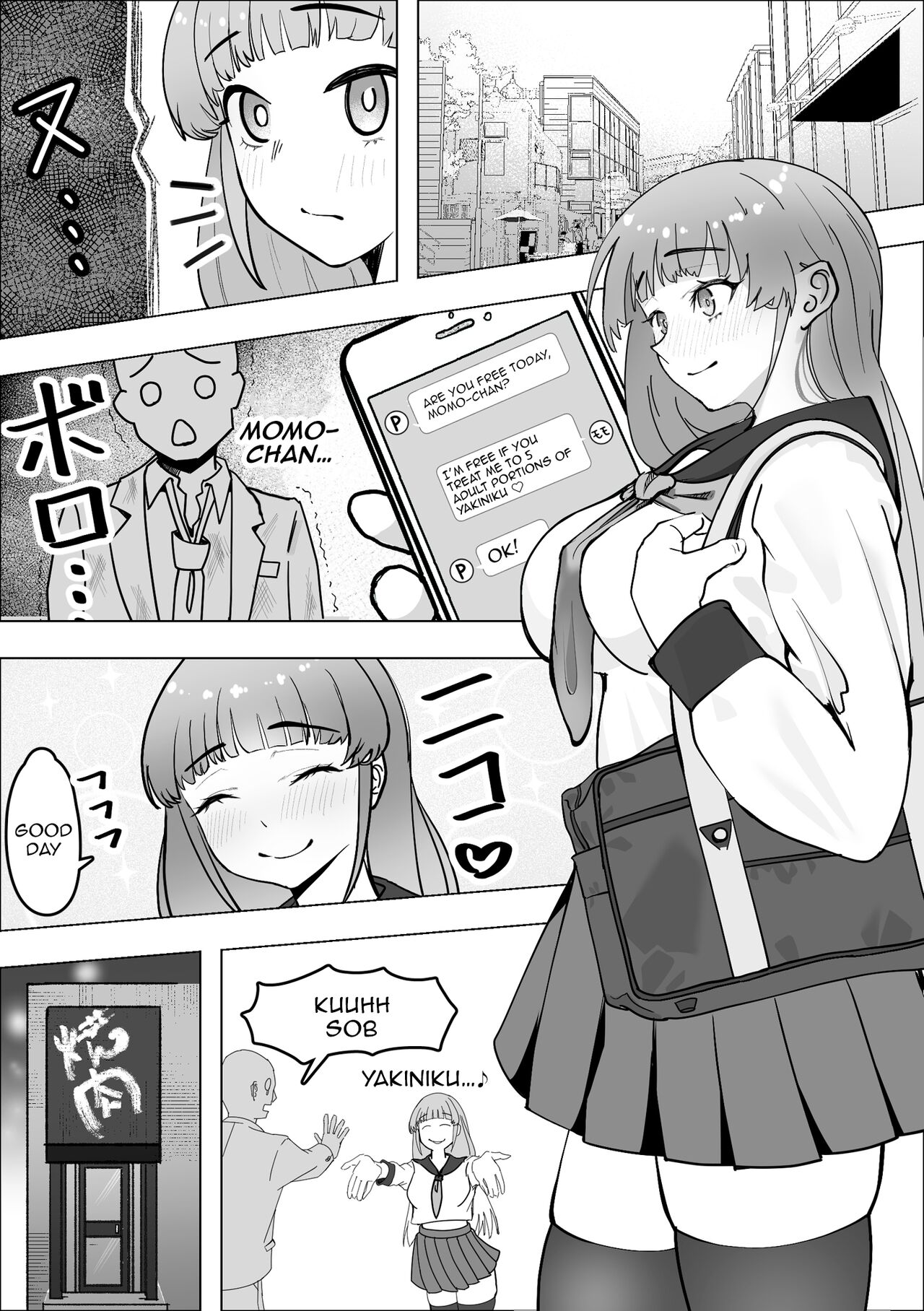 [Makuragi Zabuton] Tabe Gal -Muchimuchi Tennen Gal wa Papakatsu Shimasu- | Tabe Girl -A Chubby Airheaded Girl Becomes a Sugar Baby- [English] {Doujins.com} imagen número 4