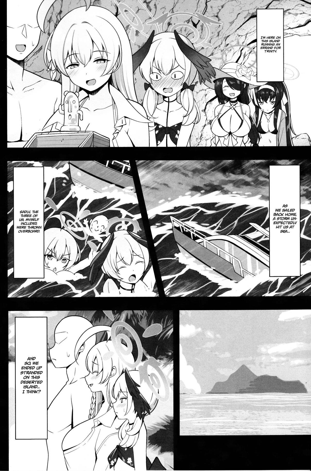 (C103) [Nekolovelandou (Nekojima)] Hanako to Koharu o Mujintou de Haramaseru Hon | Impregnating Hanako and Koharu in a Deserted Island (Blue Archive) [English] [Project Valvrein] 3eme image