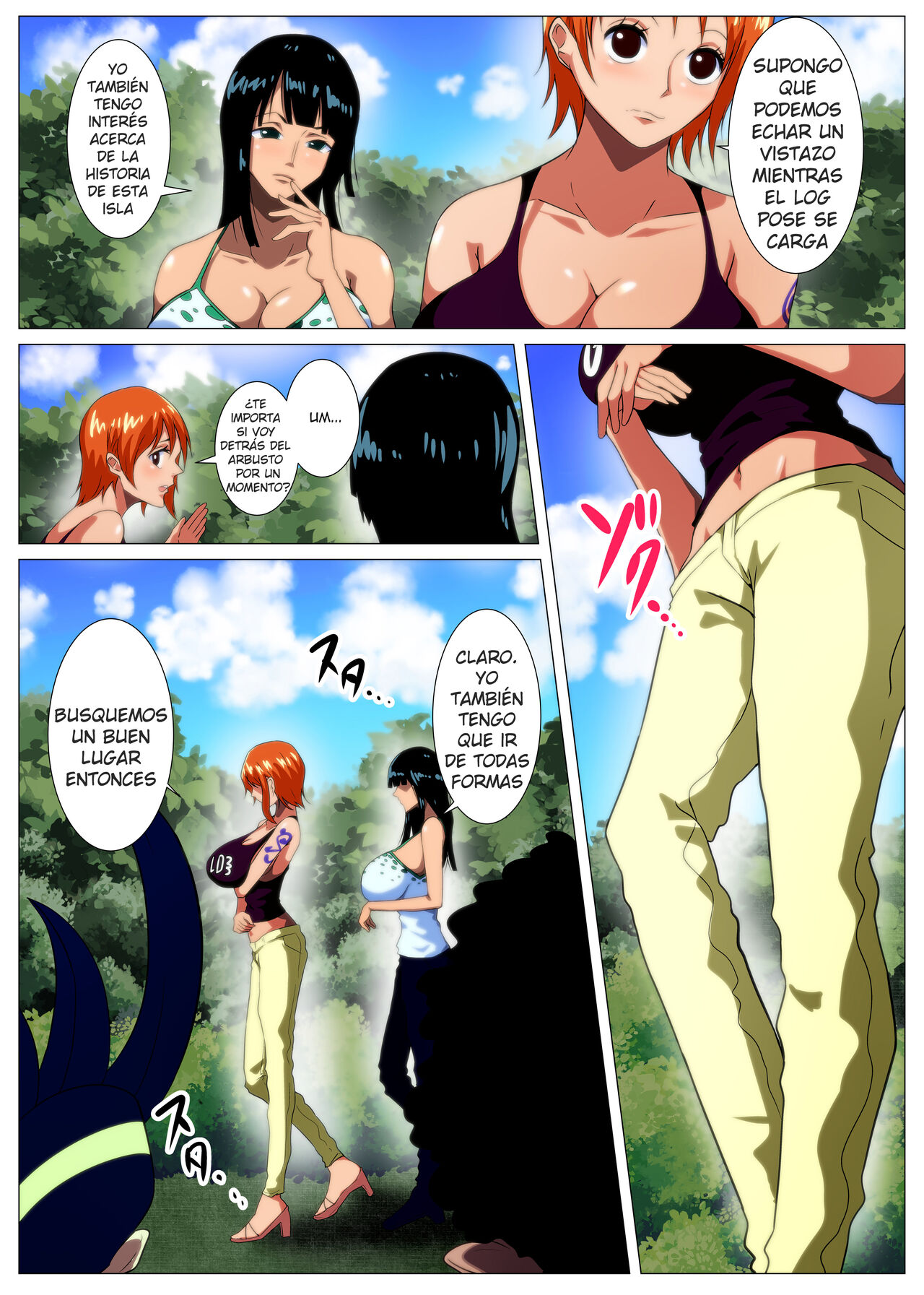 [Q Doujin] Bakunyuu Onna Kaizoku-tachi no Otakara Sagashi | Buxom Female Pirates' Treasure Hunt (One Piece) (Spanish) [Kalock & Ciberhentai] изображение № 3