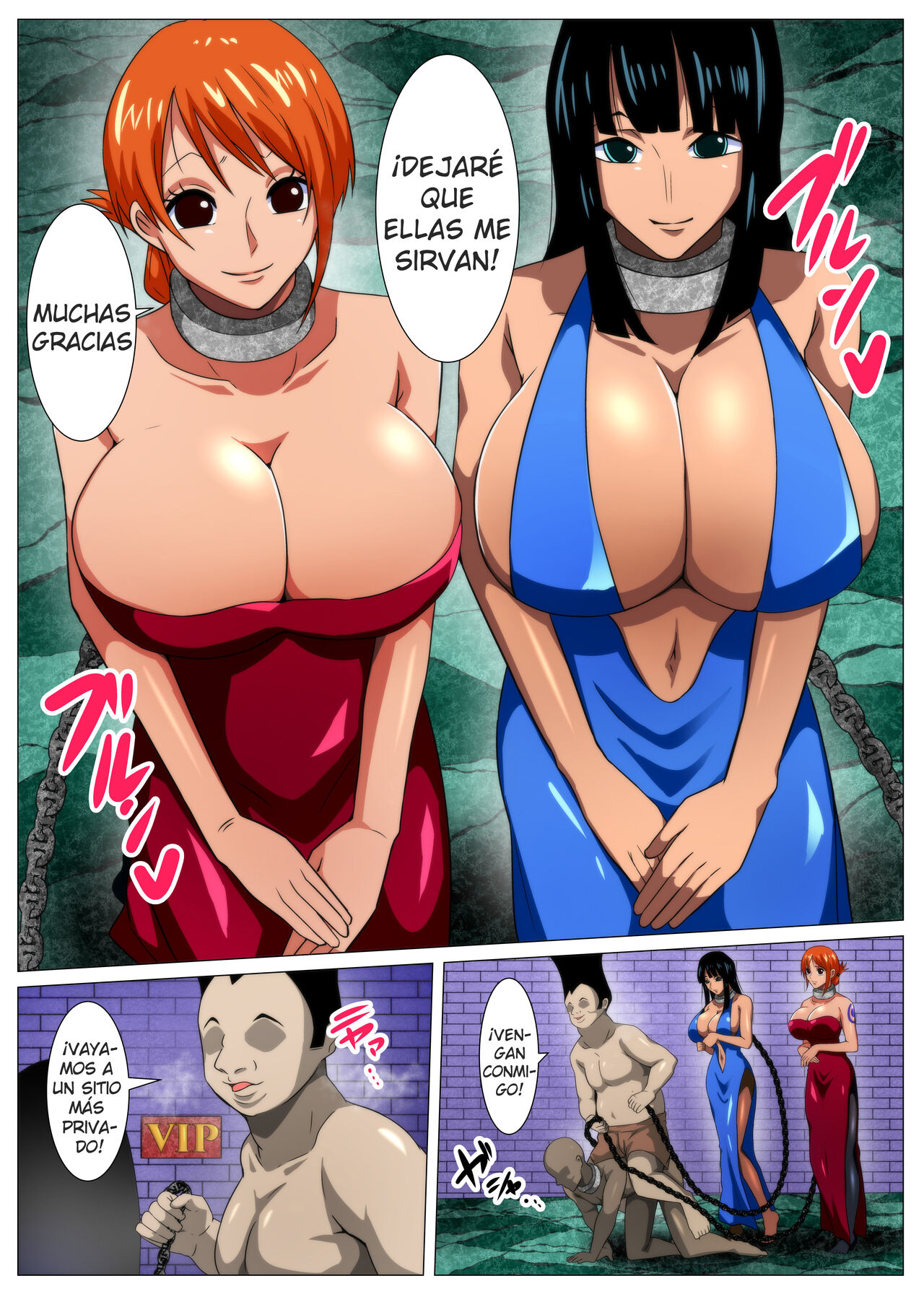 [Q Doujin] Bakunyuu Onna Kaizoku-tachi no Otakara Sagashi | Buxom Female Pirates' Treasure Hunt (One Piece) (Spanish) [Kalock & Ciberhentai] изображение № 28