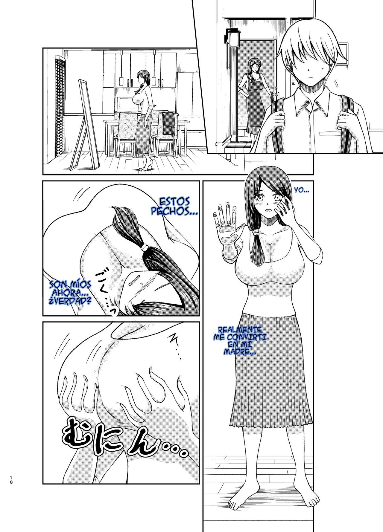 [Swap Minami (Minami Kei, Swap Kinoko)] Yasashii Bakunyuu Kaa-san to Irekawacchatta Hankouki na Ore no Hanashi ~1~ | Cambio de cuerpos, yo y mi pechugona madre 1 [Spanish] image number 18