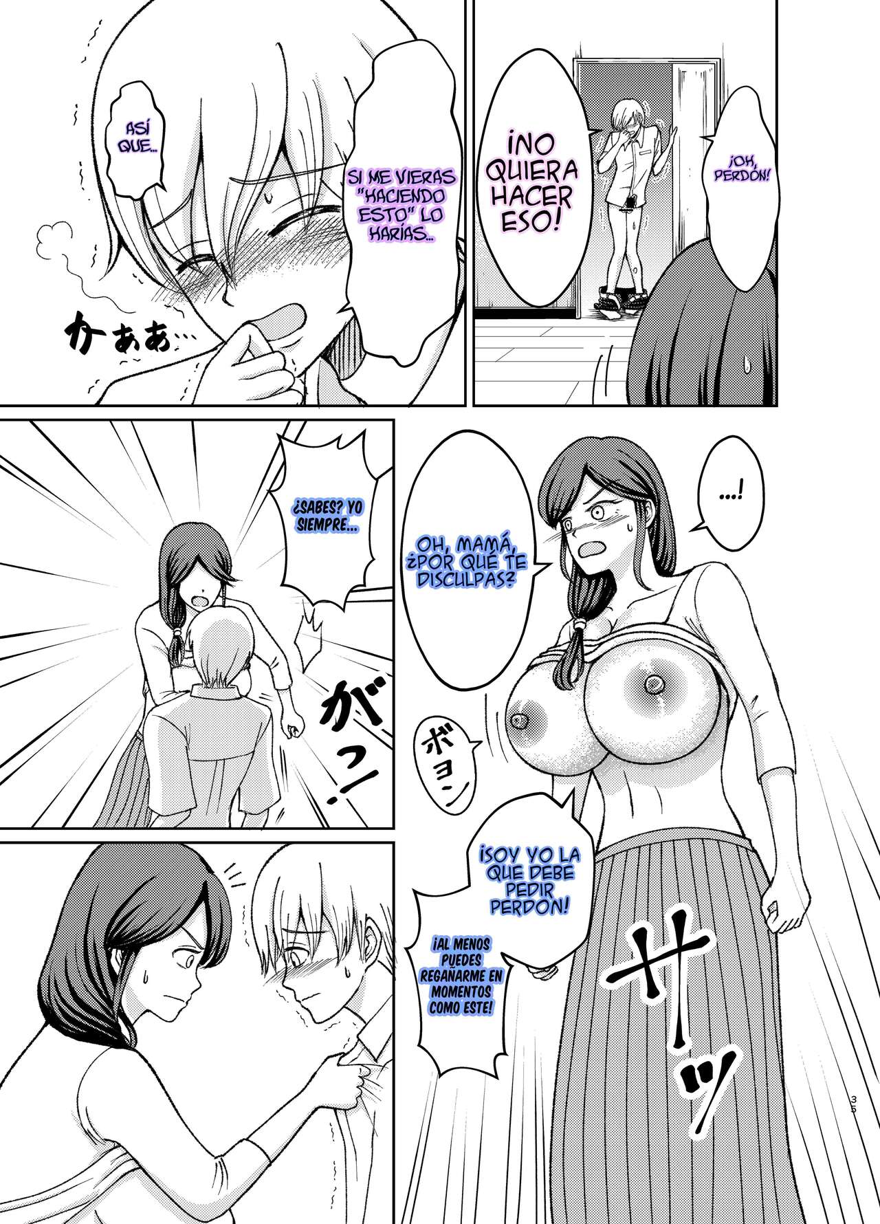 [Swap Minami (Minami Kei, Swap Kinoko)] Yasashii Bakunyuu Kaa-san to Irekawacchatta Hankouki na Ore no Hanashi ~1~ | Cambio de cuerpos, yo y mi pechugona madre 1 [Spanish] image number 35
