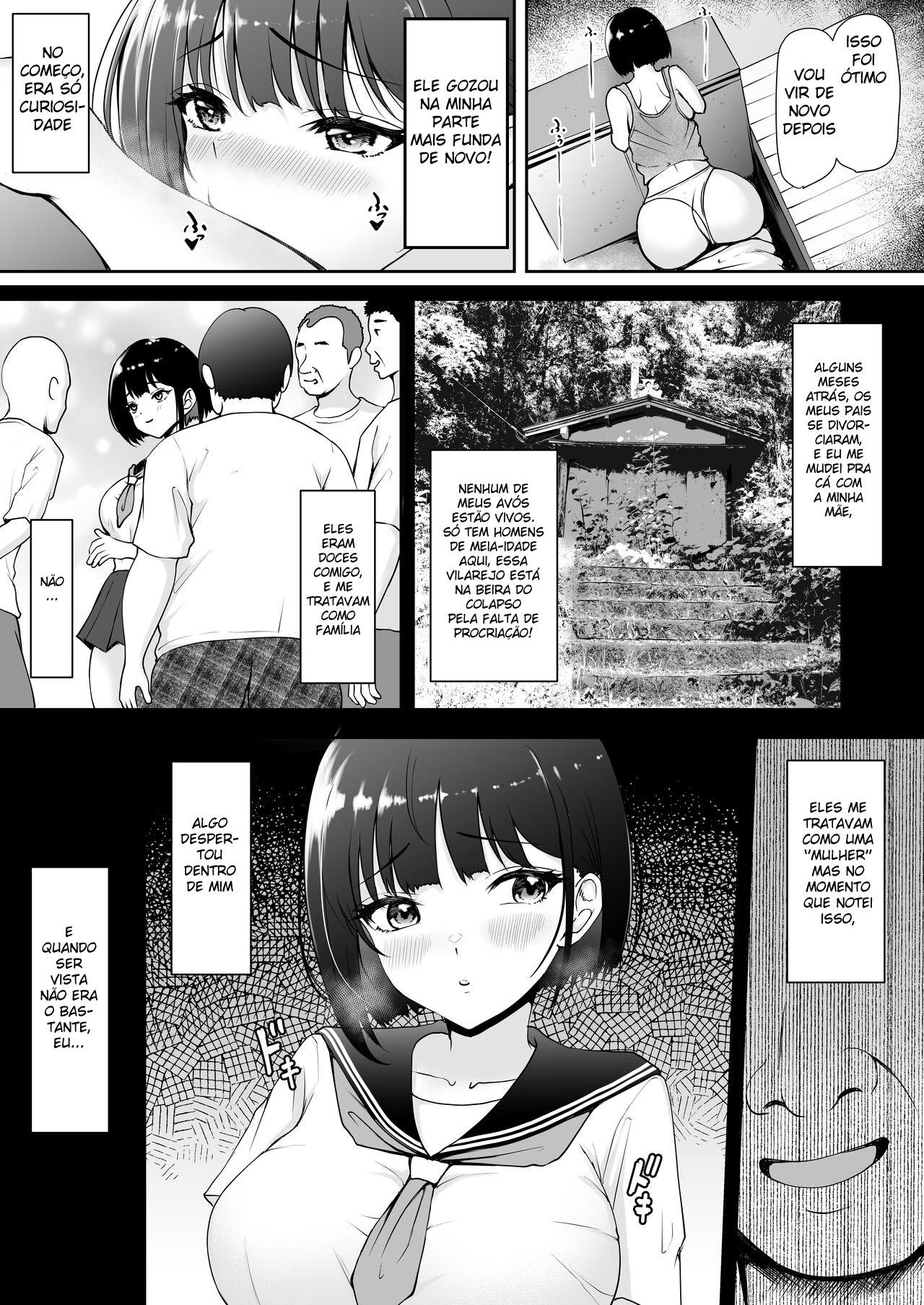 [Yamitsukihaguhagu (Kuware)] Genkai Shuuraku de Wakai Onna wa Watashi dake... ~Mura no Onaho Hen~ | I'm the only girl in this village on the brink of population collapse... ~Village Cumbucket Arc~ [Portuguese-BR] image number 8