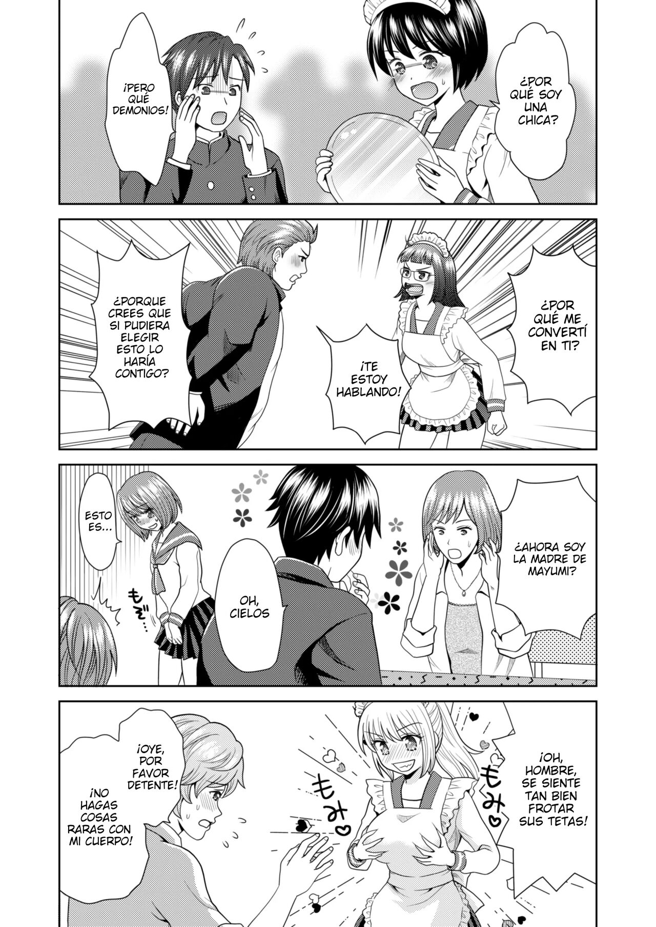 [Amuai Okashi Seisakusho (Yuuki, Namamugi)] Bunkasai de Danjoshuudan Irekawari!!  | 	Intercambio de cuerpos en un festival cultural  [Spanish] [Haise] 12eme image