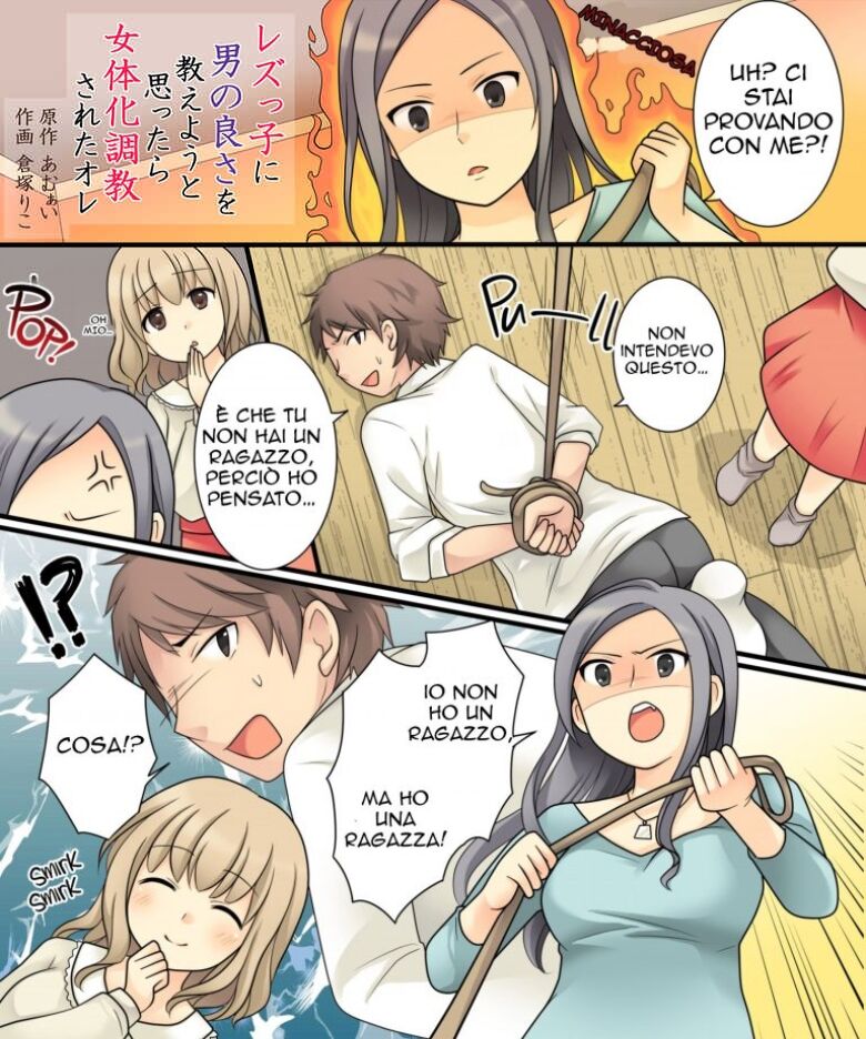 [Amuai Okashi Seisakusho (Kuratsuka Riko)] Leskko ni Otoko no Yosa o Oshieyou to Shitara Nyotaika Choukyou Sareta Ore | Un Tiro Mancino [Italian] [Decensored] imagen número 2