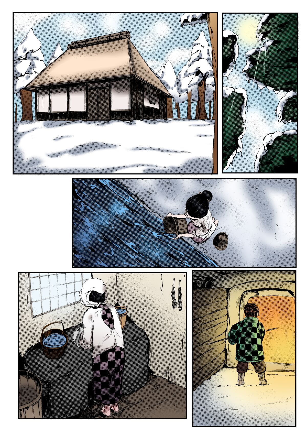 [Tobe] Haha to Watashi (ge) | Un Mondo Senza Demoni (Kimetsu no Yaiba) [English] [Colorized] 图片编号 2