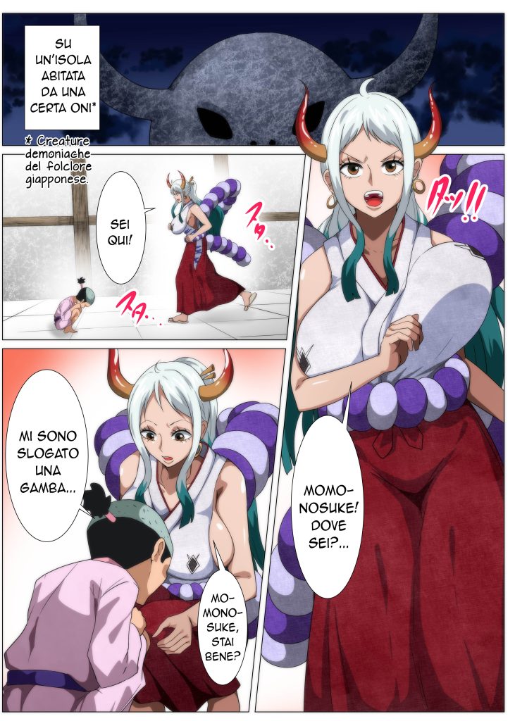 [Q Doujin] Bakunyuu Oni Musume no Hatsu Ecchi | Le Coccole di Yamato (One Piece) [Italian] 图片编号 2