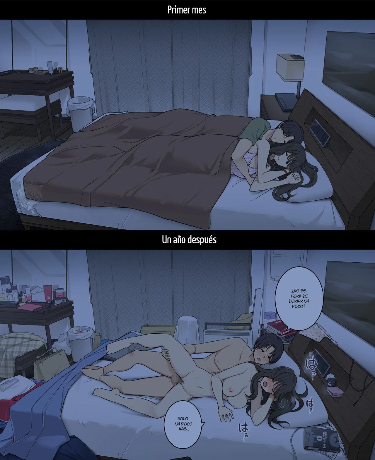 [Wakamatsu] Dousei Seikatsu Ikkagetsume to Ichinen Ato, Asaokite kara Shuushin made no Hikaku | A Day in the Life of a Couple: Their First Month Living Together vs. One Year Later [Spanish] [Hanazono] imagen número 25