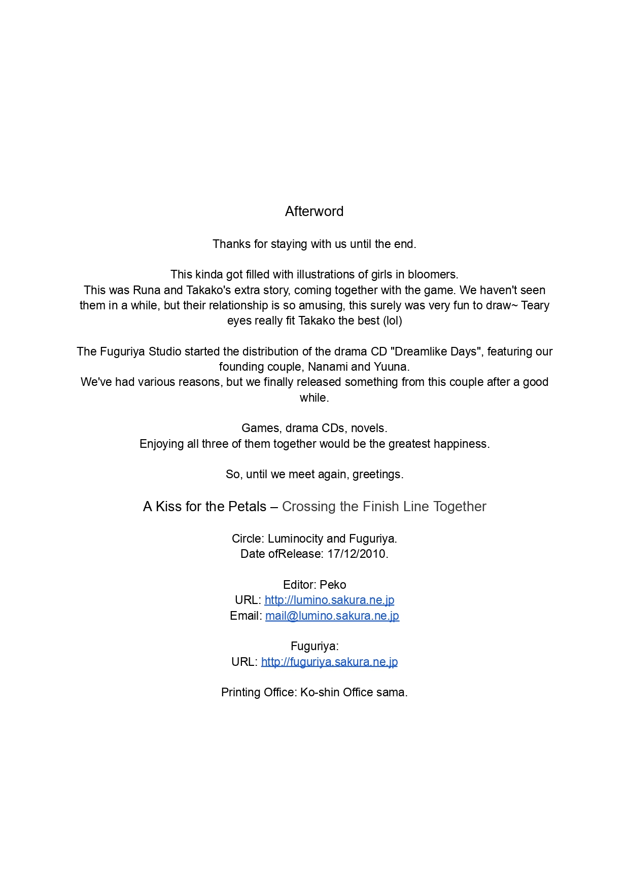 [LUMINOCITY, Fuguriya (Peko)] Sono Hanabira ni Kuchizuke o Futari no Goal Tape! | A Kiss For The Petals - Crossing the Finish Line Together [English] изображение № 45