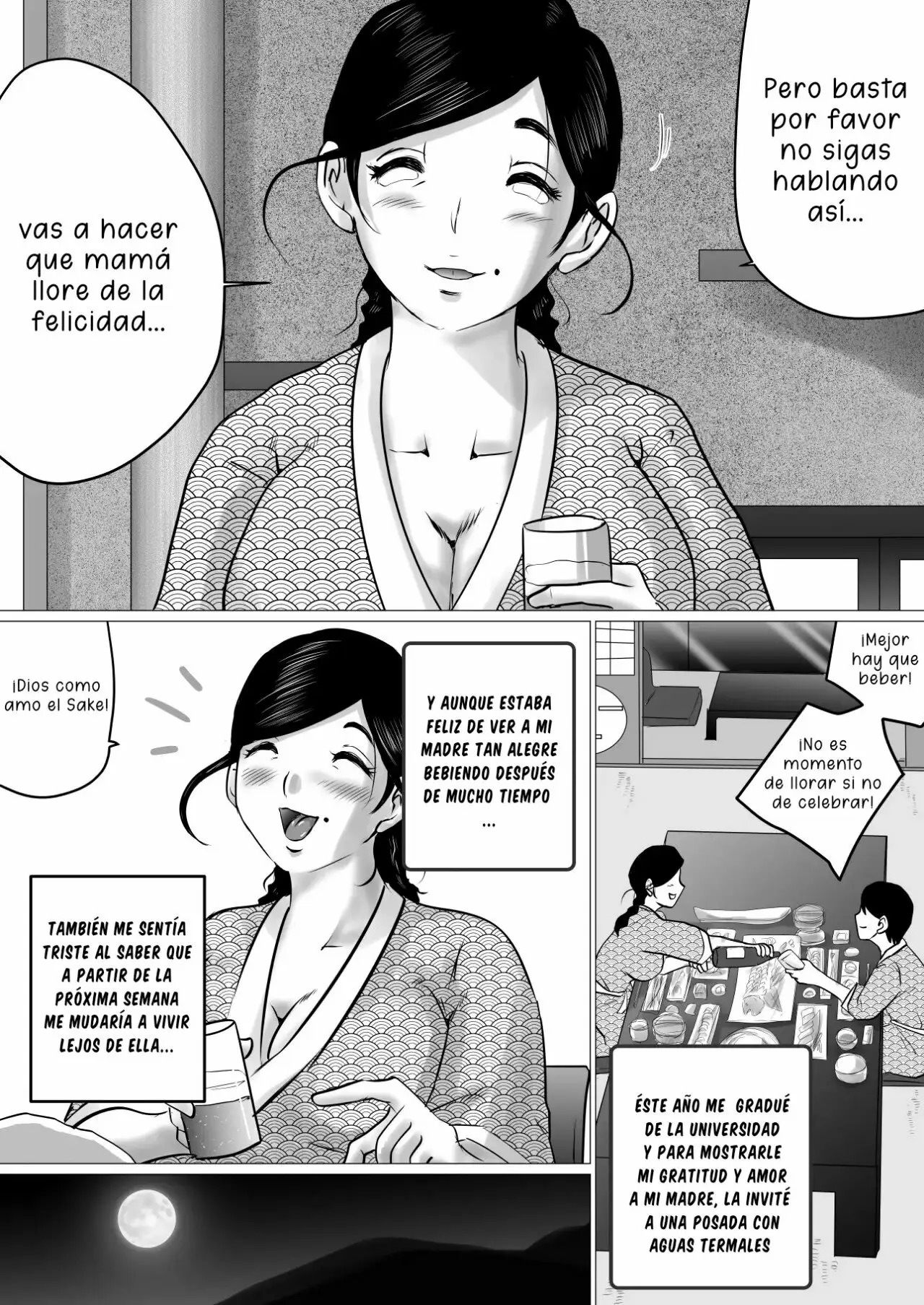 [Makoto Shiyaka] Jukubo to Futari de, Onsen Ryokou. ~Oyakoukou Suru Tsumori ga, Kaa-san no Karada ga Ero Sugita node...~ | Un Viaje A Las Aguas Termales Con Mi Madre... [Spanish] [McLovin] numero di immagine  3