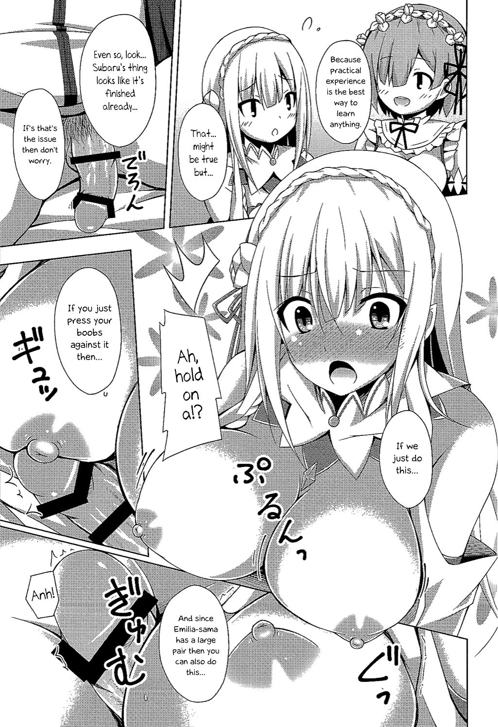 (C90) [Imitation Moon (Narumi Yuu)] Teach me, Rem-sensei! An introduction to sex with Emilia-tan | Oshiete Rem Sensei (Re:Zero kara Hajimeru Isekai Seikatsu) [English] [EHCOVE] 12eme image