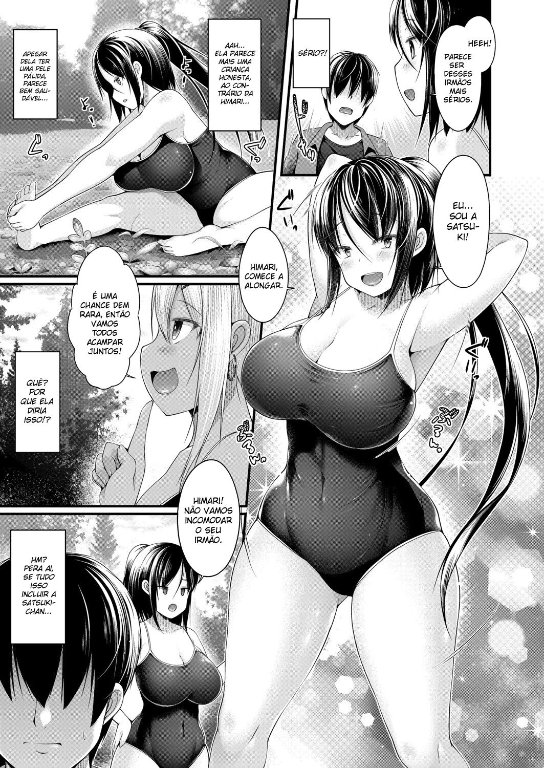 [Kotoba Ai] Hitori Camp o Shite itara Kuro Gal JK na Imouto to Imouto no Tomodachi ga Rannyuu shite kita Kekka Zenpen (COMIC Grape Vol. 93) [Portuguese-BR] [Lobozero] Bildnummer 7