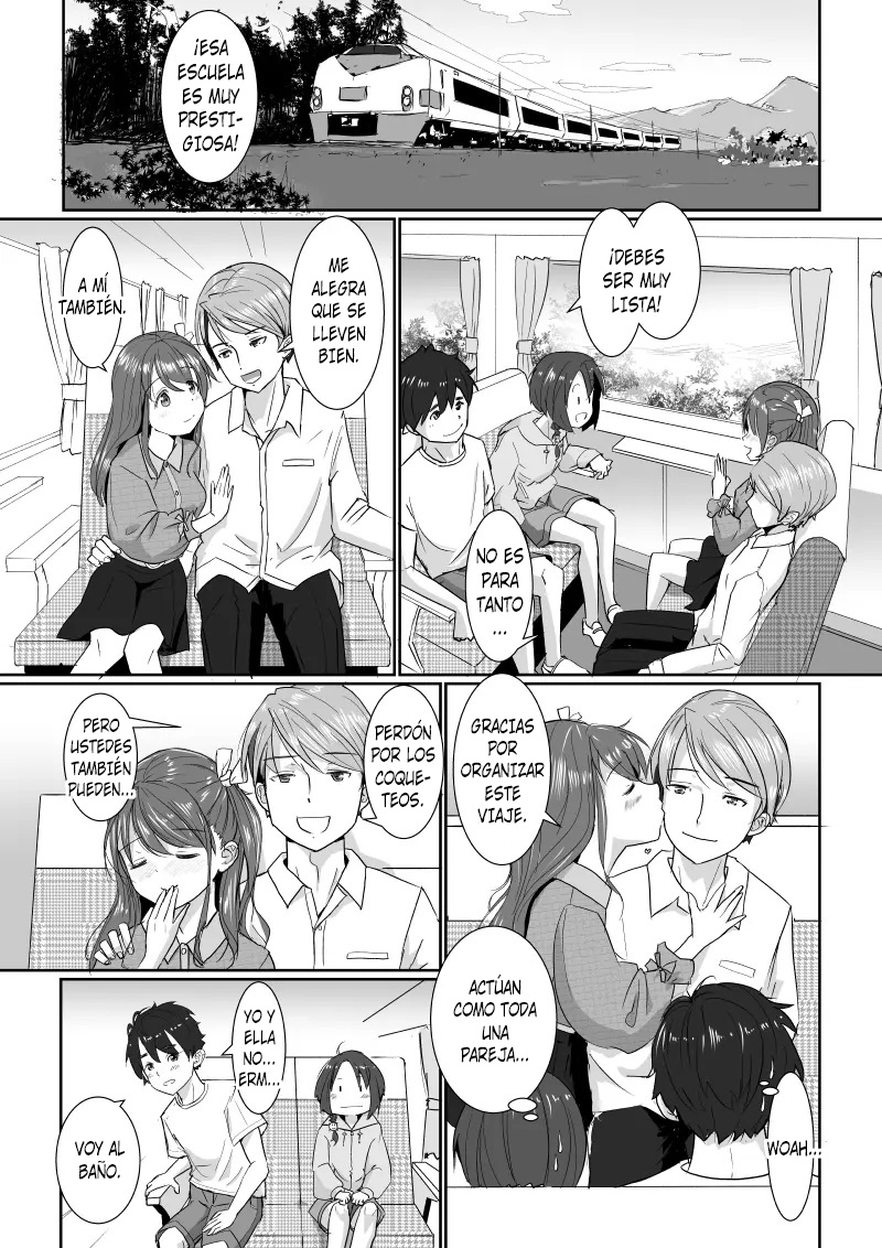 [Hato to Mugi (Ohshima Hato)] Onsen Swap Ryokou ~ Demo Koibito wa Uso de Honto wa Imouto!? | Viaje Swinger a las Aguas Termales ~ ¿¡Sólo que En Realidad no es Mi Novia, Sino Mi Hermana Menor!? [Spanish] [Unnamed team] [Digital] изображение № 4