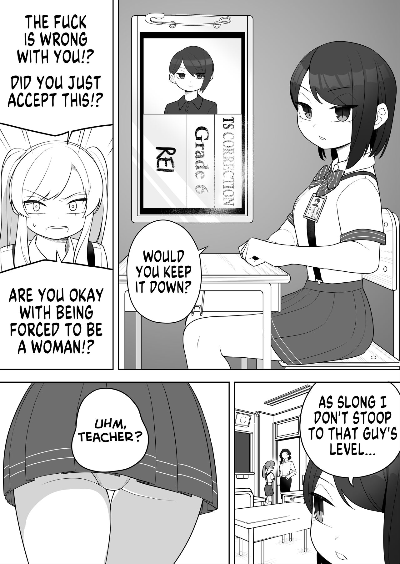 [Amuai Okashi Seisakusho (Ochita Ato Daisuki Samurai, Ahoge Kinoko)] Kyousei Gimukyouiku! TS Ecchi na Onnanoko Kunrenkou! | Correction and Duty Education! Training School for Lewd TS Girls! [English] [GTF] 이미지 번호 4