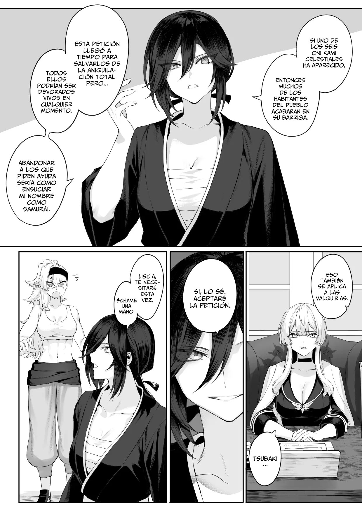 [Nekono Oyashiro (Mashu)] Ikusa Otome to Ikusa Goto! ~Onna Samurai Hen~ | Valquirias Guerreras! ~Arco De La Samurai Tsubaki~ [Spanish] [Lo Hago por Diversión] [Digital] image number 93