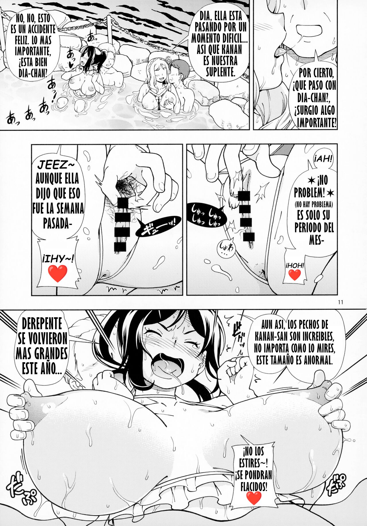 (C93) [Kensoh Ogawa (Fukudahda)] Hotel Ohara Aqours No Yu (Love Live! Sunshine!!) [Spanish] [No-Color Text] [KINGBAK] 画像番号 8