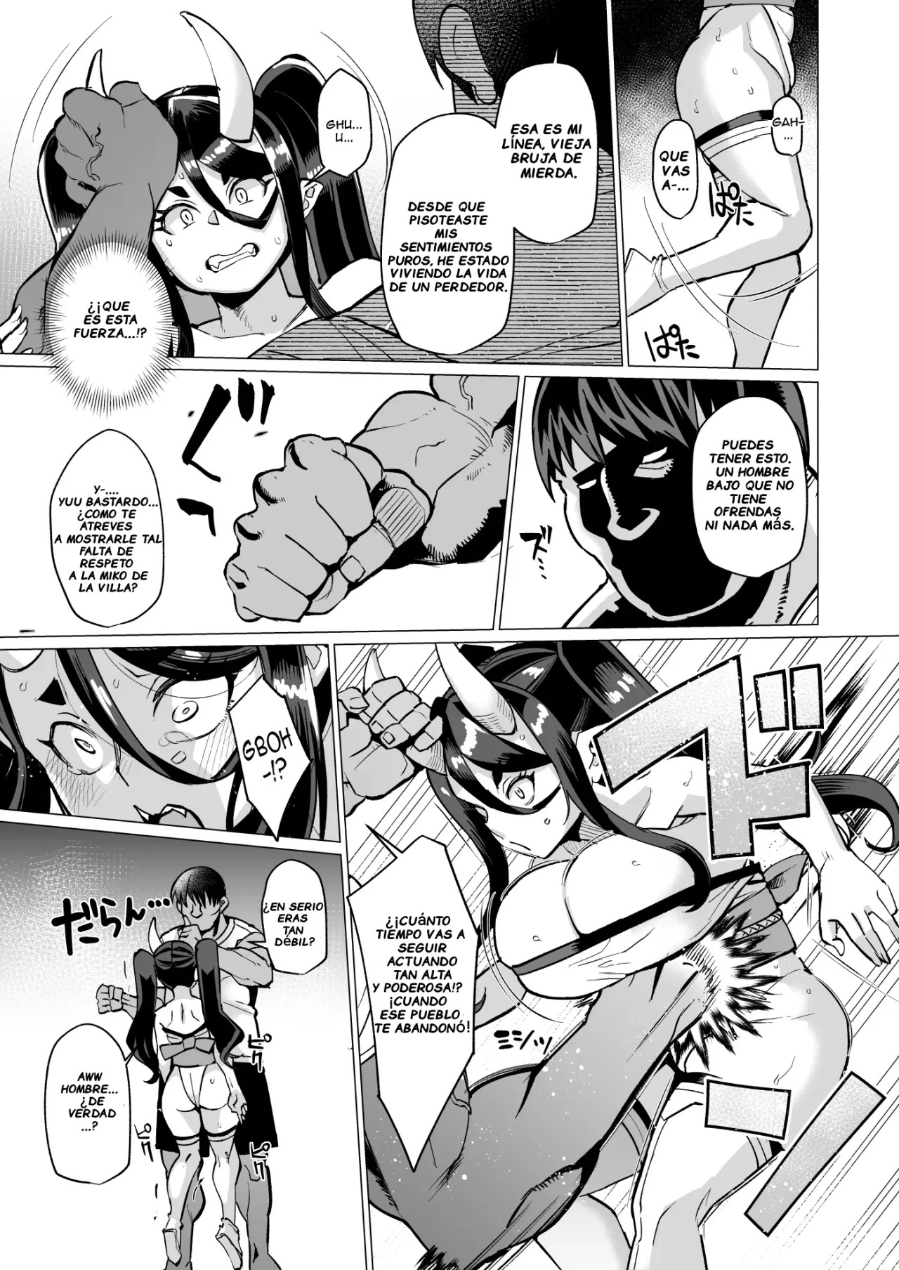 [Kuzunoha (Yumano Yuuki)] Oni Miko Yome Da Furusato de Choushi Koi Teta Shouwaru Oni Lolibabaa ga Jigou Jitoku de Subete o Ushinai Korogarikonde Kita node Oyome-san Ken Onaho ni Shiteyaru Hanashi [Spanish] [Notsuland] [Digital] image number 8