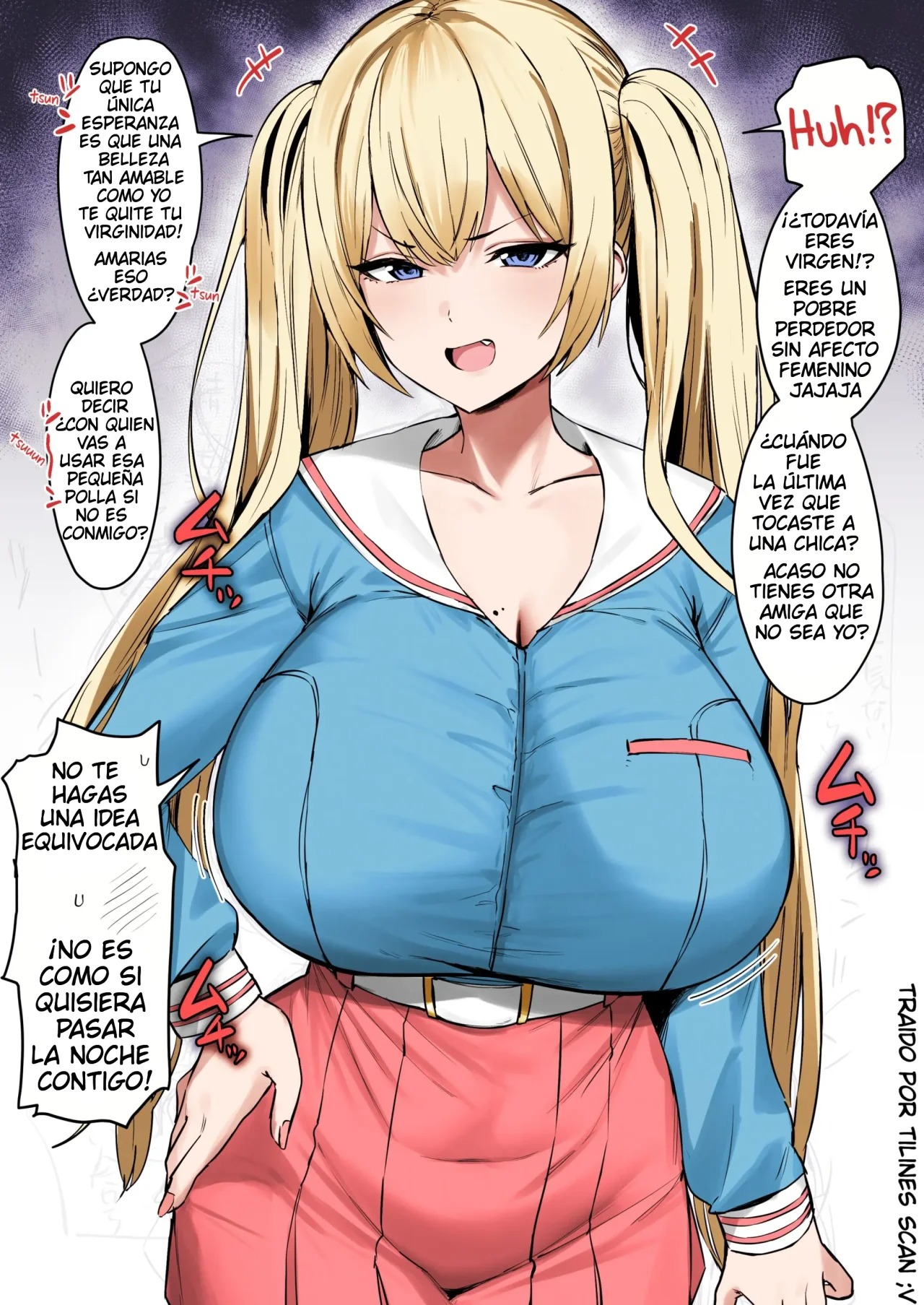 [Hotate-chan] Katte ni Doutei to Kanchigai shite kuru Kotekote no Tsundere Kinpatsu Twintail | Tsuper Tsundere Twintail Blonde Mistakes You as a Virgin  [Spanish] [Tilines Scan] [Colorized] 图片编号 1
