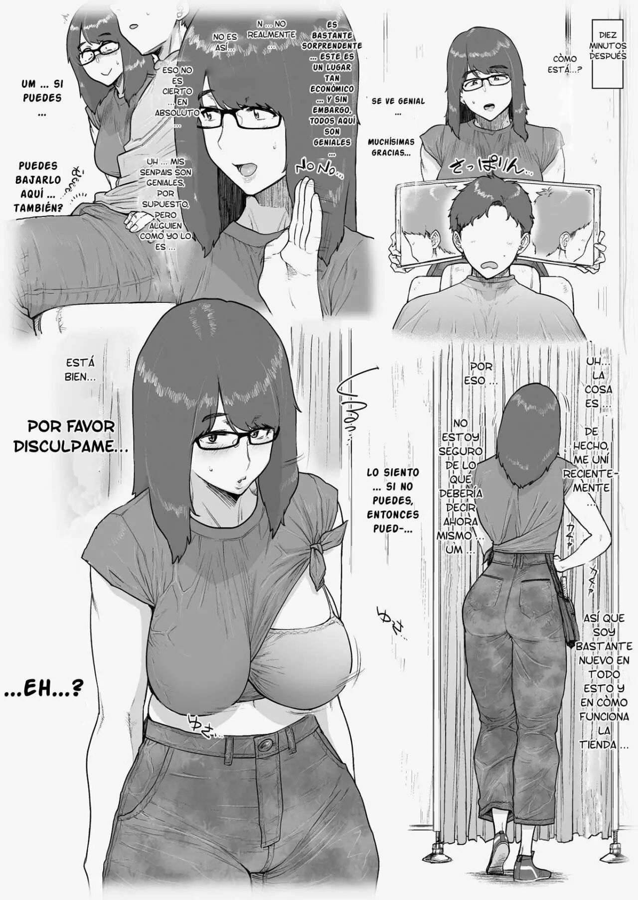 (COMITIA127) [Hayo-Cinema (Etuzan Jakusui)] 1000 Yen Cut no Onee-san ni Suite Morau Hon. II | Una Onee-san Me Dio un Corte de Cabello por Sólo 1000 Yenes. II [Spanish] [ETranslate] [Digital] 이미지 번호 5
