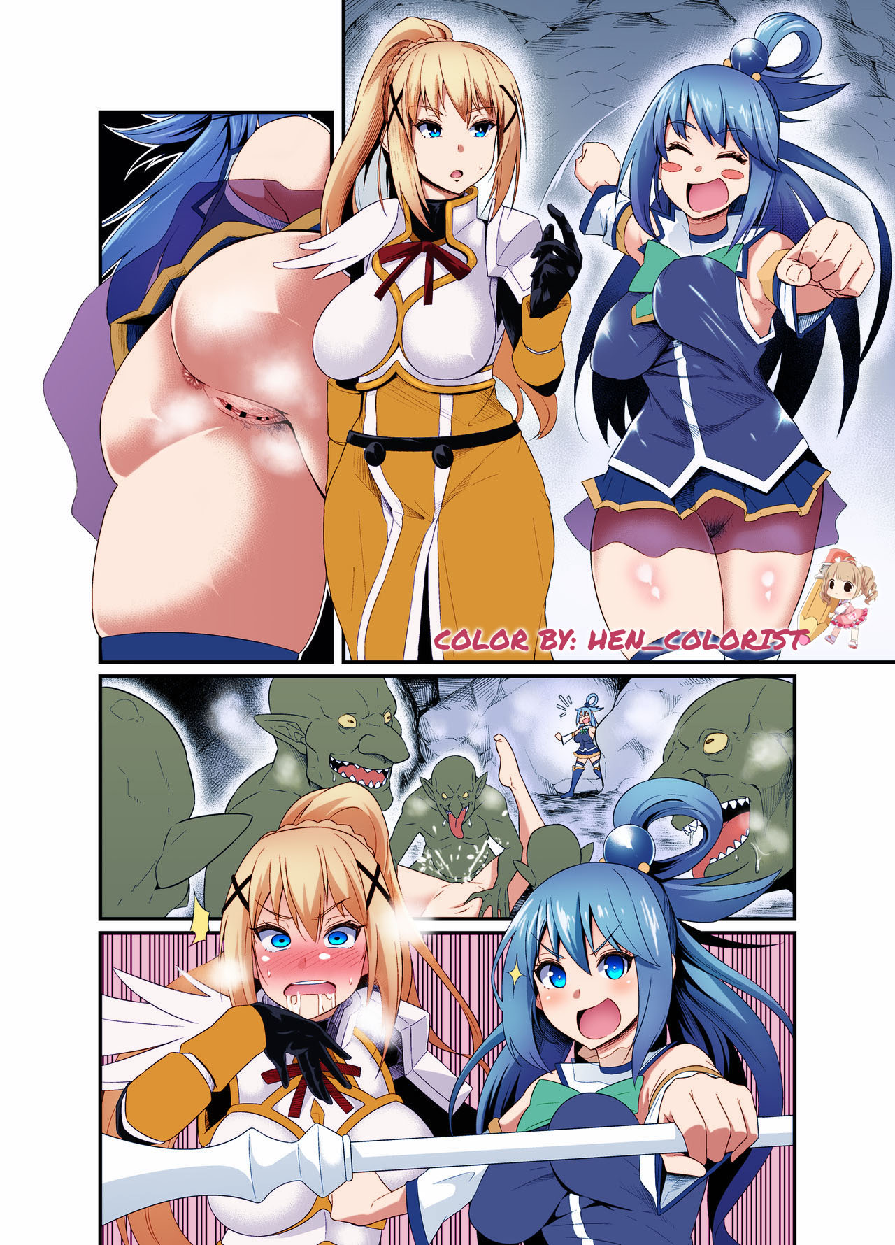 [Ankoman] Baka to Hentai, Goblin Taiji e Iku | The idiot and the pervert go to exterminate goblins (Kono Subarashii Sekai ni Syukufuku o!) [English] [Colorized] [Hen_Colorist] 4eme image