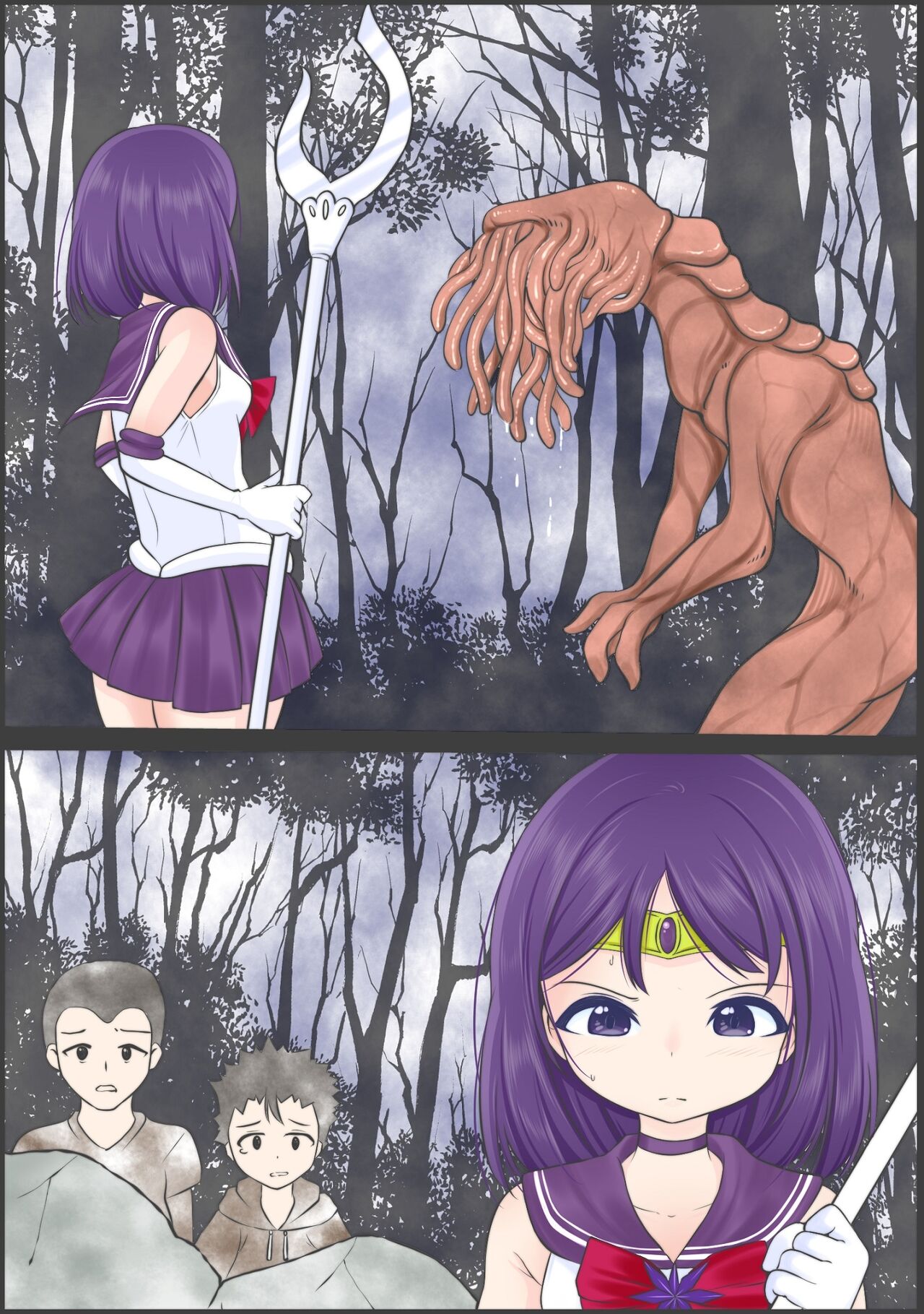 [Youbosi Hikari]Se-Ra Saturn fights against the lewd beast, but is forced to drink a large amount of parasites, is defeated, and is preyed upon. image number 13