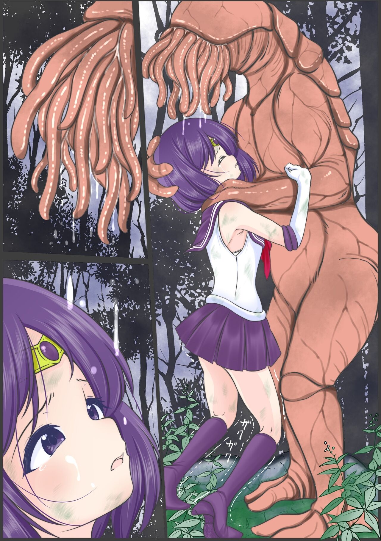 [Youbosi Hikari]Se-Ra Saturn fights against the lewd beast, but is forced to drink a large amount of parasites, is defeated, and is preyed upon. image number 17