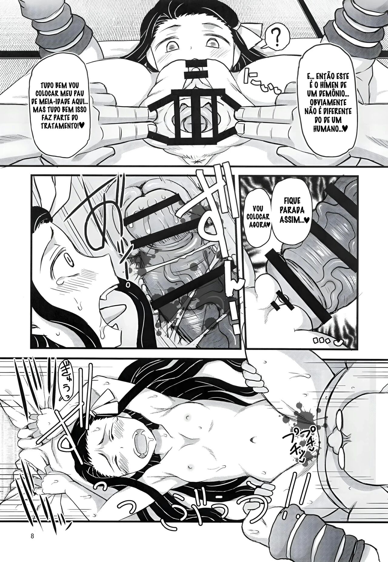 (C96) [Great Canyon (Deep Valley)] Mechashiko no Chinpo ~Nikuyoku o Osaekirenaku Natta Nezuko-chan ga Dosukebe Ossan Tanebashira to Kettou Shite Eiyou Hokyuu Suru Hon~ [pt-BR] [Bakai.org] numero di immagine  8