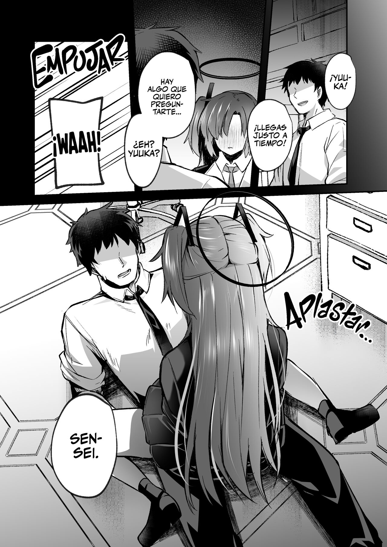 [Kuusou Monochrome (Abi)] Bousou shita Sensei ni Oshitao Sarete SEX Suru Hon (Blue Archive) [Spanish] [Rakuen Translations] [Digital] image number 27