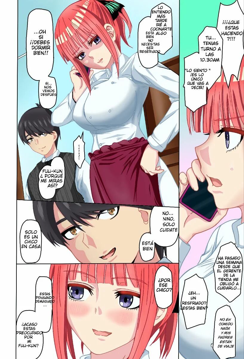 (COMIC1☆17) [ROUND-HOUSE (Kikkawa Ryounei)] Nino-san to Kaze to Yarichin Kouhai (Gotoubun no Hanayome) [Spanish] [Darkss 153] [Colorized] numero di immagine  2