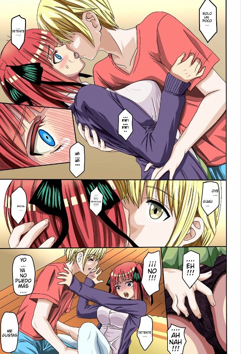 (COMIC1☆17) [ROUND-HOUSE (Kikkawa Ryounei)] Nino-san to Kaze to Yarichin Kouhai (Gotoubun no Hanayome) [Spanish] [Darkss 153] [Colorized] numero di immagine  5