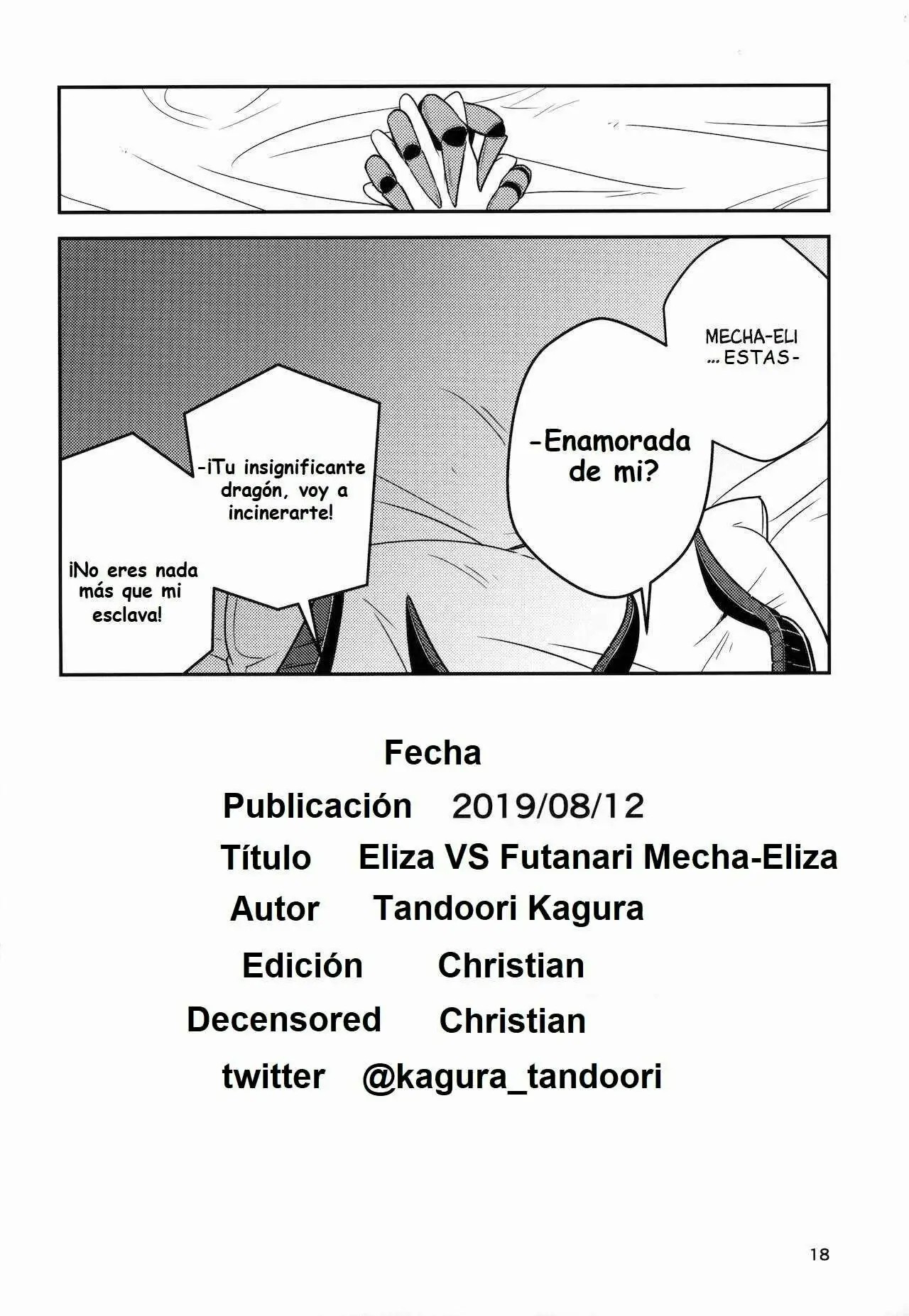 (C96) [Macaroni Size (Tandori Kagura)] Eliza VS Futanari Mecha-Eliza (Fate/Grand Order)  [Spanish] numero di immagine  17