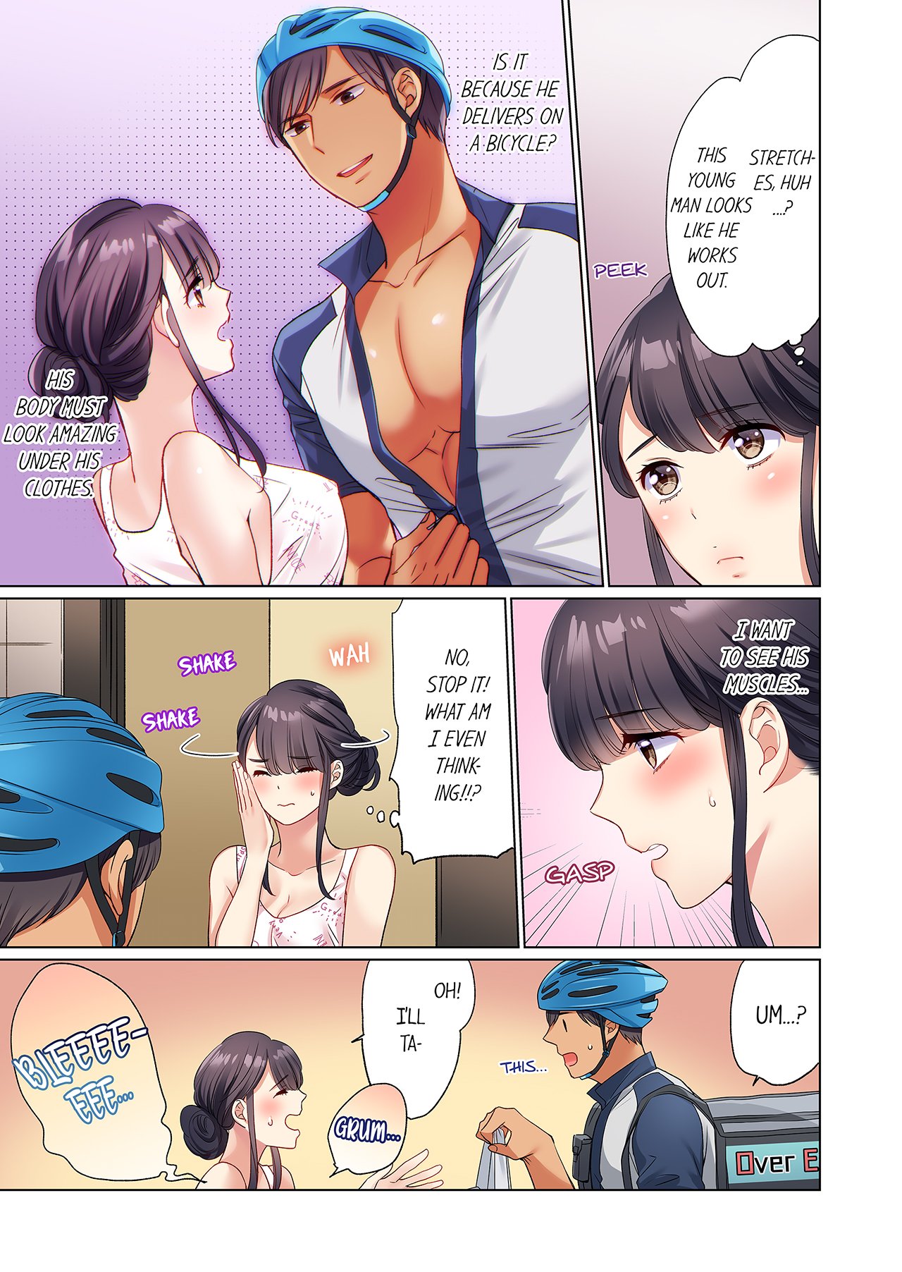 [Uehara Yoyogi] Zaitaku OL, Yotsunbai Iki! Heya Made Gamandekinai Deribarii SEX 1 | Work-at-Home Clerk, Cums on All Fours! Impatient Delivery Sex 1 [English] изображение № 4