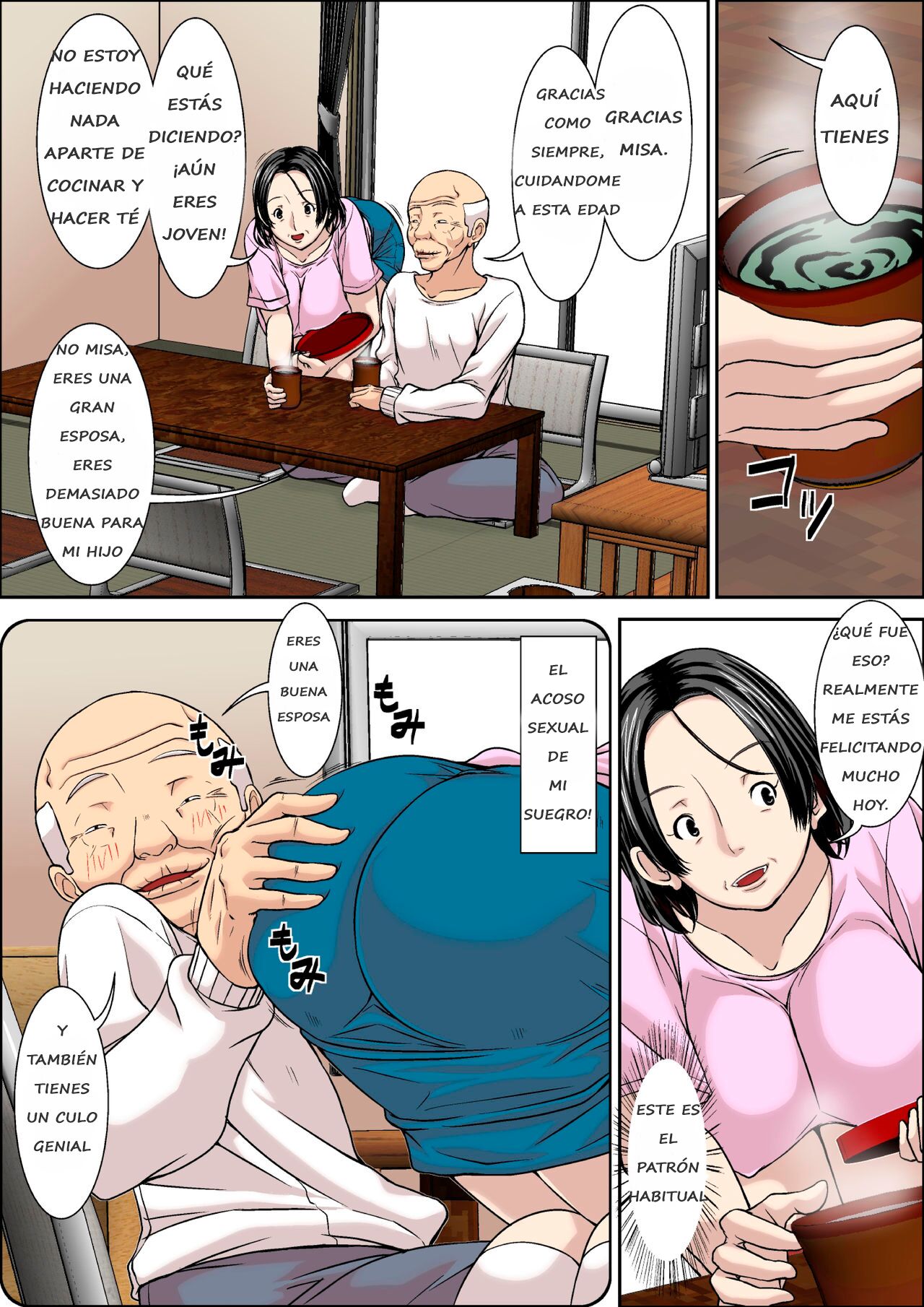 [Hoyoyodou] Otou-san! Musuko no Yome (45-sai) ni Hatsujou Shicha Damedesu yo! |  No Puedes Excitarte con la Esposa de tu Hijo (45 años) [Spanish] [Pajerosxnx] numero di immagine  3