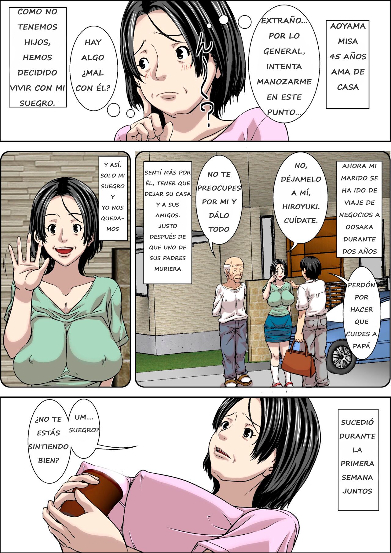 [Hoyoyodou] Otou-san! Musuko no Yome (45-sai) ni Hatsujou Shicha Damedesu yo! |  No Puedes Excitarte con la Esposa de tu Hijo (45 años) [Spanish] [Pajerosxnx] numero di immagine  4