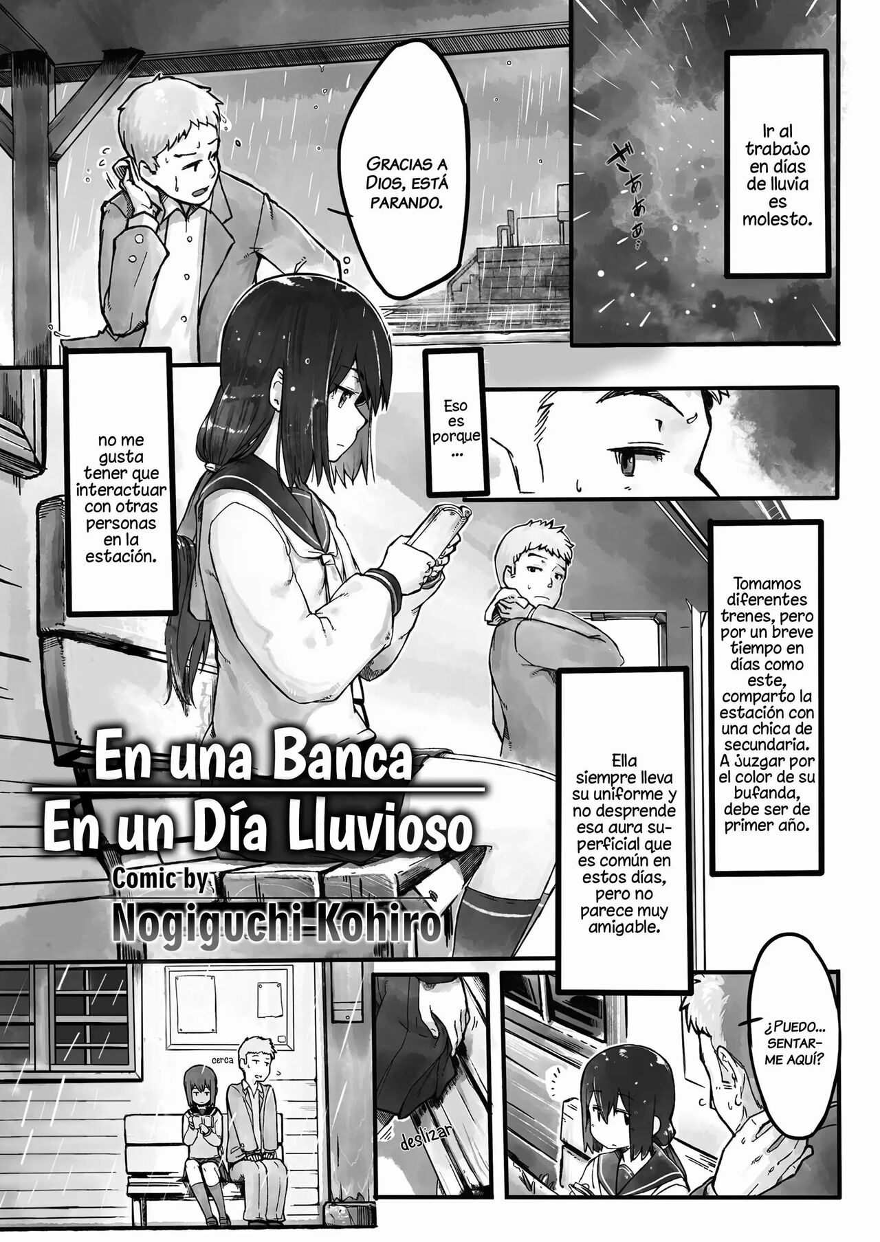 [Nogiguchi Kohiro] Ame no Hi no Nagaisu de | On a Bench, On a Rainy Day (COMIC LO 2018-10) [Spanish] [Mely Scans] image number 1