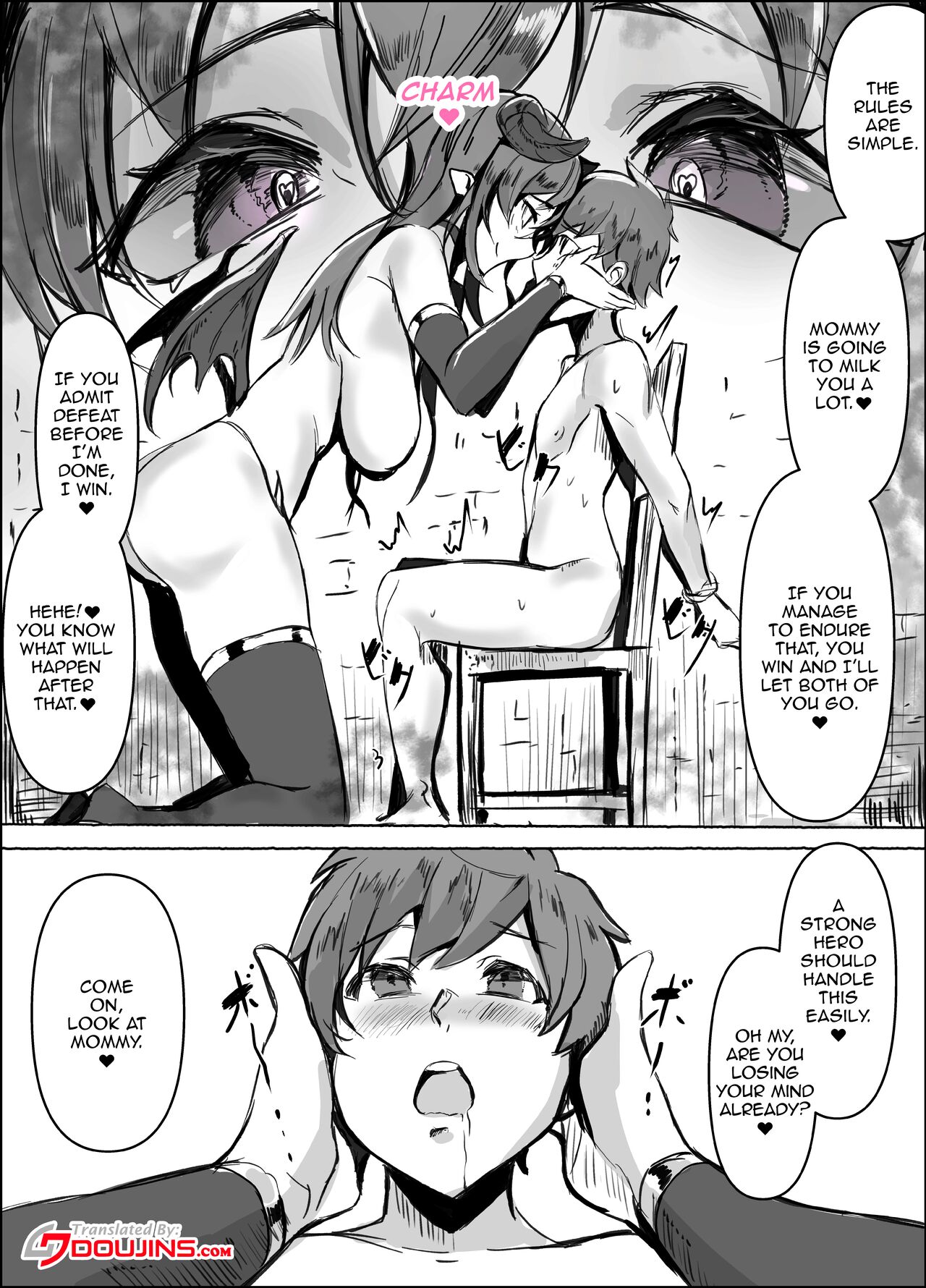 [Honyuubin (Tikubin)] Succubus Mama no Sakusei Gaman Game de Uragiri Maso Ochi Shasei Shichau Ohanashi [English] [Doujins.com] image number 4
