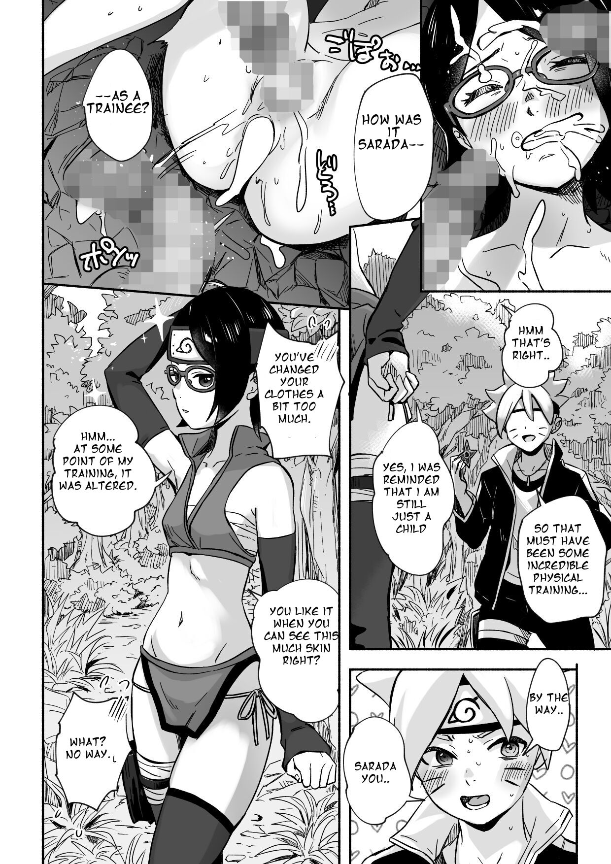 [Silver Dog] Sarada-chan no Chakra o Fuuin Shite Shugyou to Itsuwari Eroi Koto o suru Hon | A book about training and tricking Sarada-chan, who had her chakra sealed, into doing erotic things (Boruto) [English] [Smiling_Pirate] [Digital] image number 32