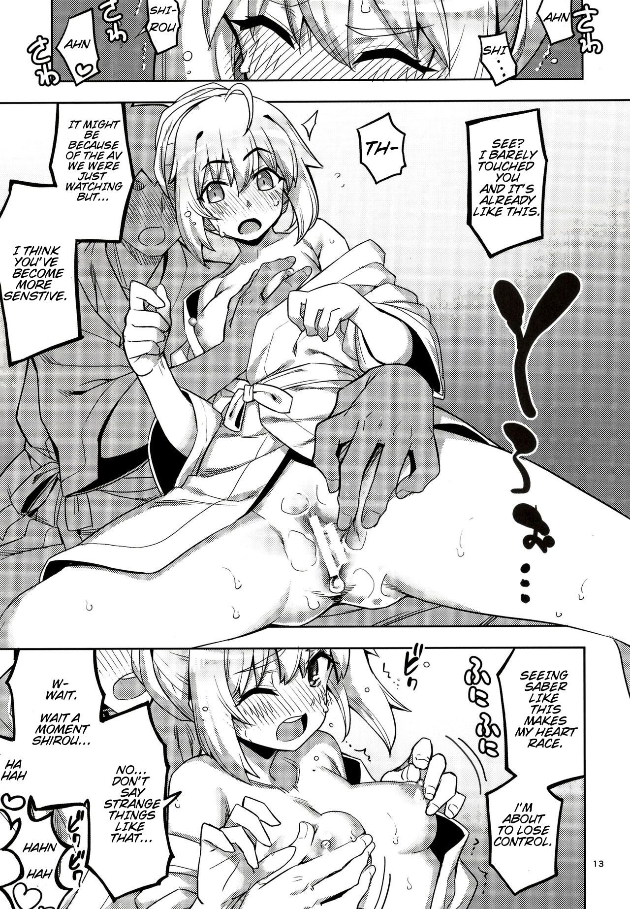 (C102) [RUBBISH Selecting Squad (Namonashi)] RE32 ShiKen ga LoveHo de Sukebe  Suru dake no Hon  | Shirou and Saber do lewd things at a hotel. (Fate/Stay Night) [English] [Completely_Random] image number 14
