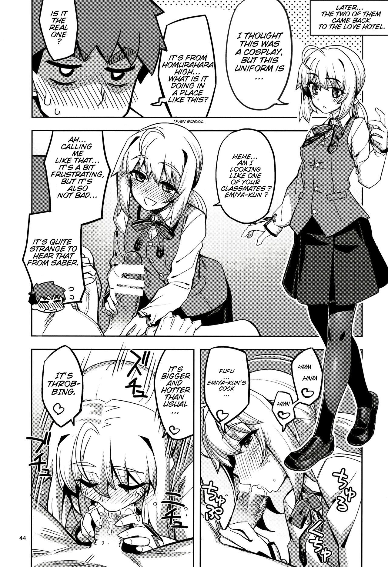 (C102) [RUBBISH Selecting Squad (Namonashi)] RE32 ShiKen ga LoveHo de Sukebe  Suru dake no Hon  | Shirou and Saber do lewd things at a hotel. (Fate/Stay Night) [English] [Completely_Random] image number 45