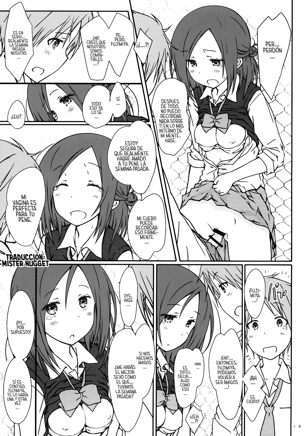 (C86) [Super Flat Lolinitron (Focke Wolf)] "Tomodachi to no Sex." (One Week Friends)  [Spanish] [Mr. Nugget] image number 14