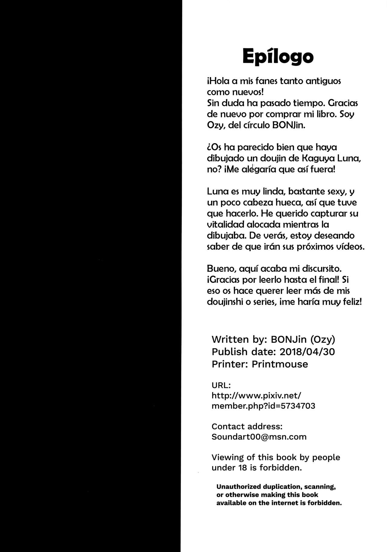 (COMIC1☆13) [BONJin (Ozy)] Kaguya Luna no SugoTech Gaman Dekireba Nakadashi H (Kaguya Luna) [Spanish] [Solarismaximum] numero di immagine  21